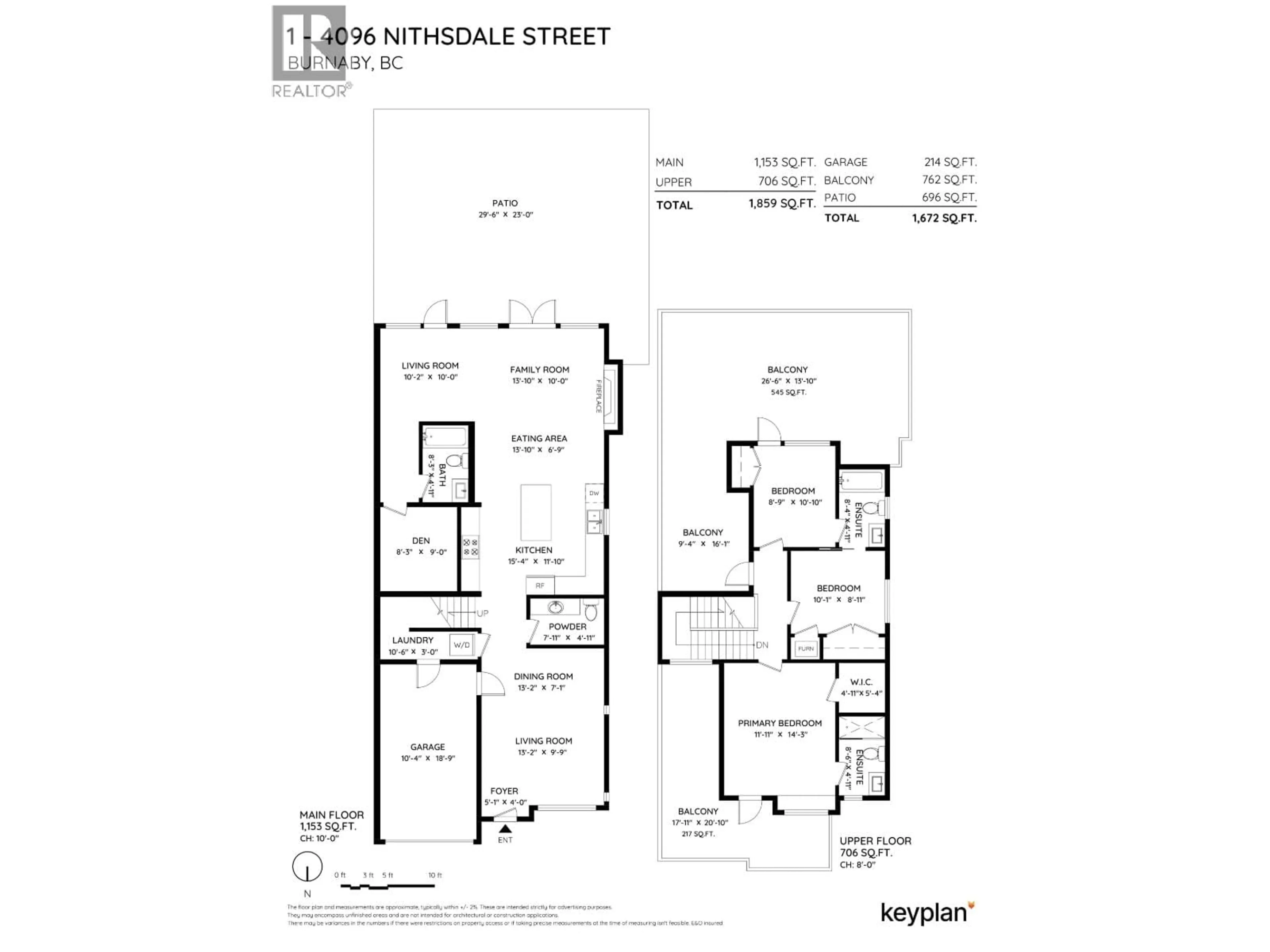 Floor plan for 1 - 4096 NITHSDALE STREET, Burnaby British Columbia V5G1P6