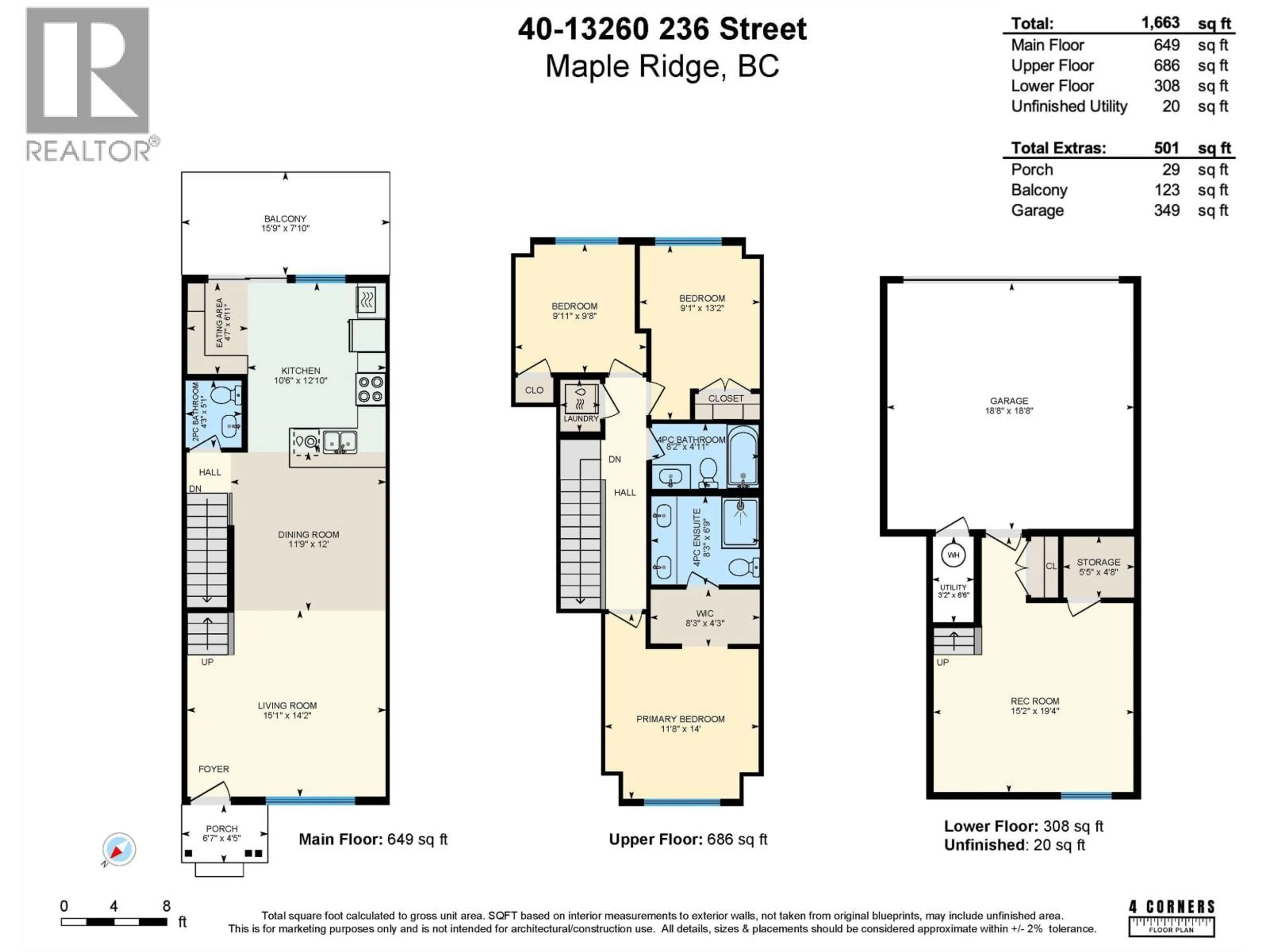 Floor plan for 40 - 13260 236 STREET, Maple Ridge British Columbia V4R0G6