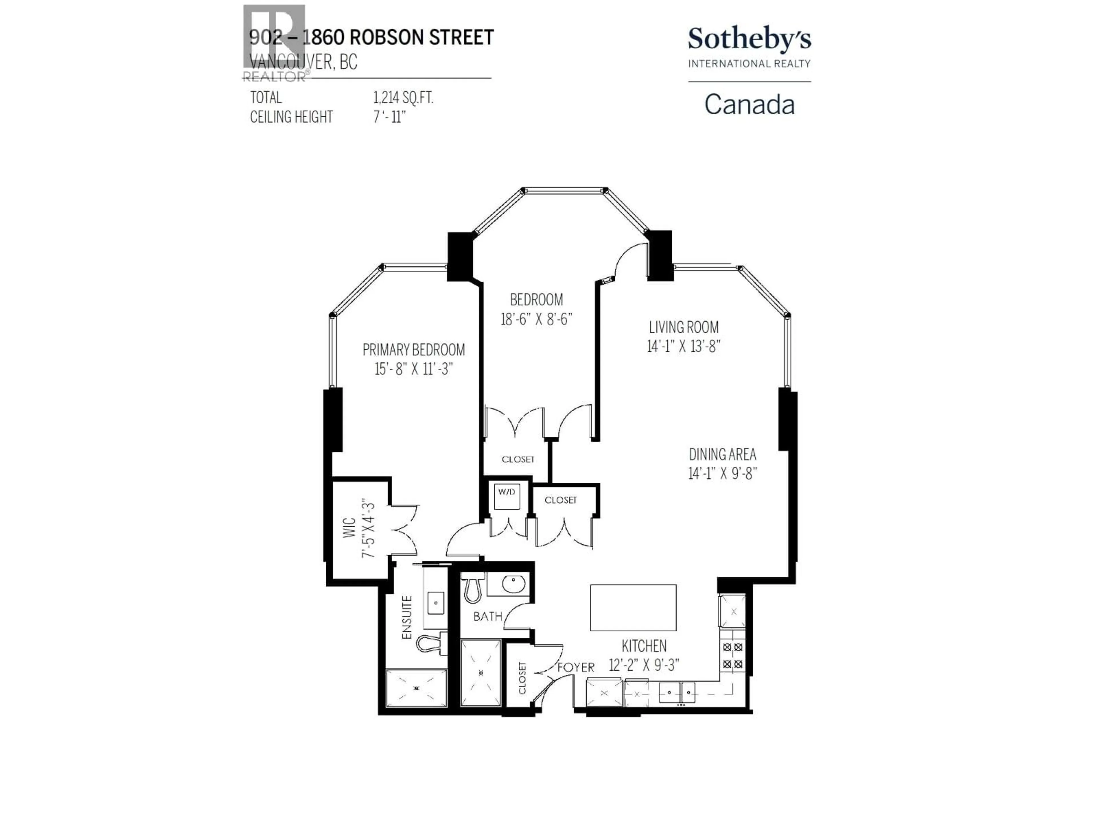Floor plan for 902 - 1860 ROBSON STREET, Vancouver British Columbia V6G3C1