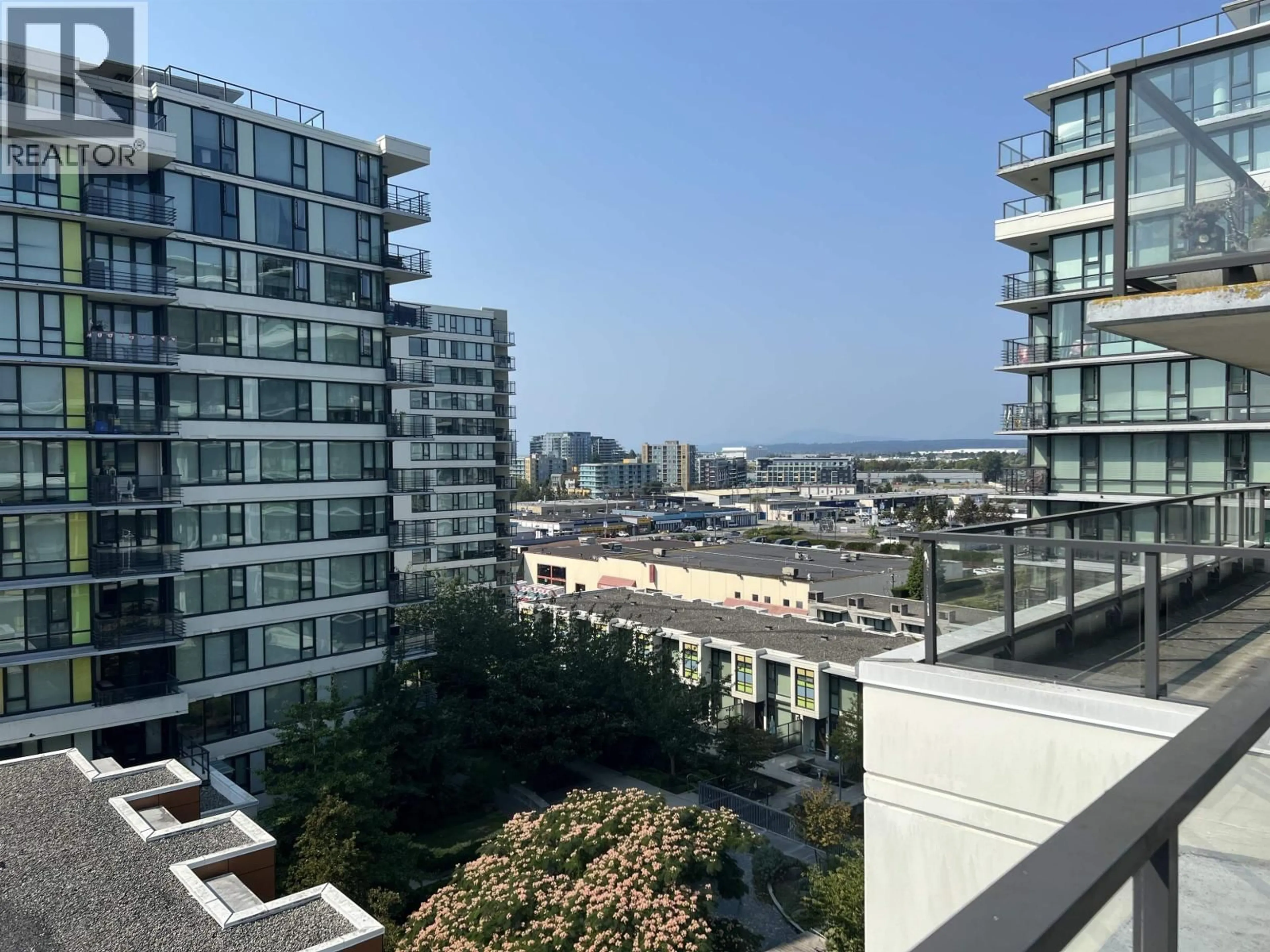 Balcony in the apartment, city buildings view from balcony for 1213 - 7988 ACKROYD ROAD, Richmond British Columbia V6X0K6