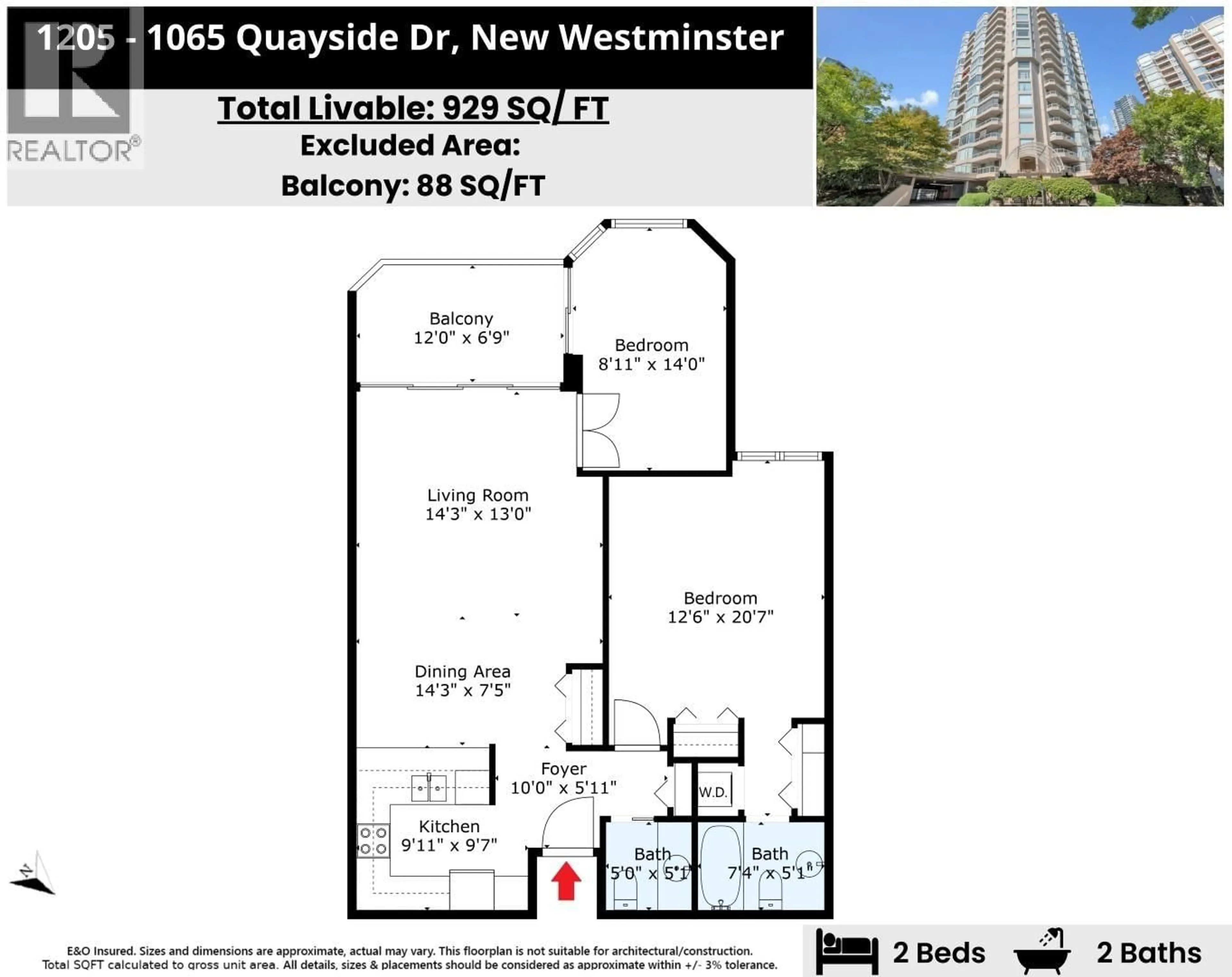 Floor plan for 1205 - 1065 QUAYSIDE DRIVE, New Westminster British Columbia V3M1C5
