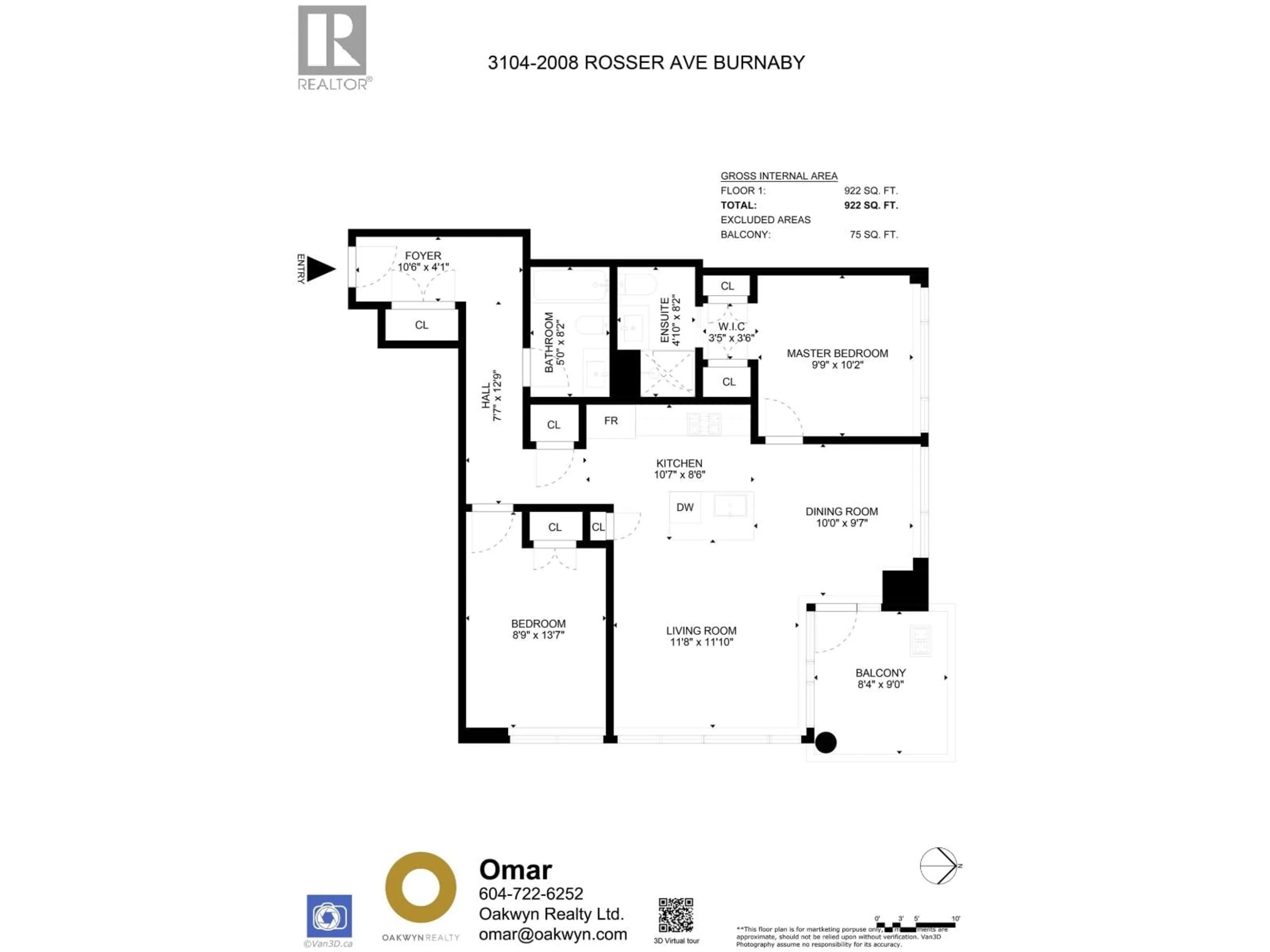 Floor plan for 3104 - 2008 ROSSER AVENUE, Burnaby British Columbia V5C0H8