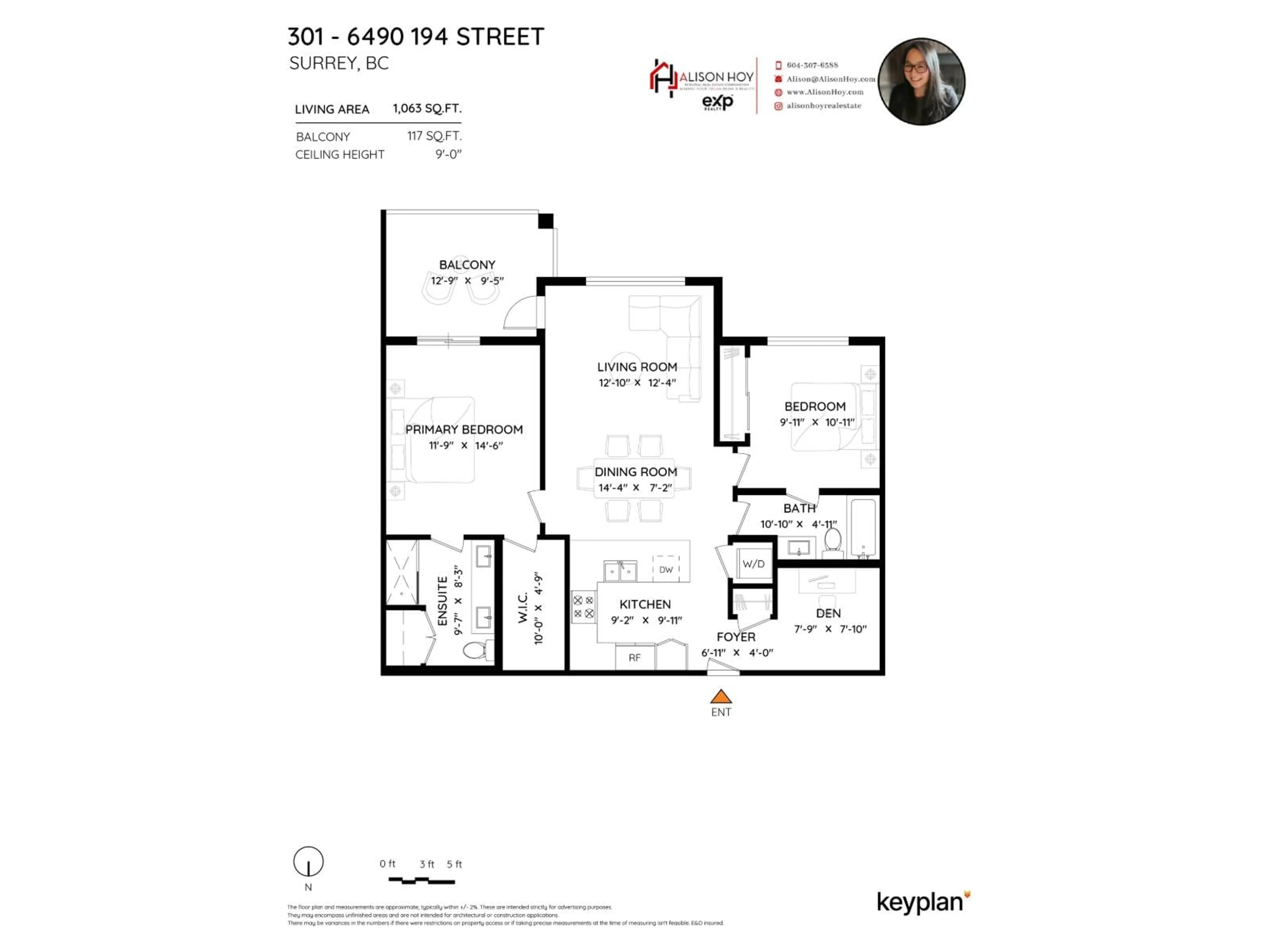 Floor plan for 301 - 6490 194, Surrey British Columbia V4N6J9