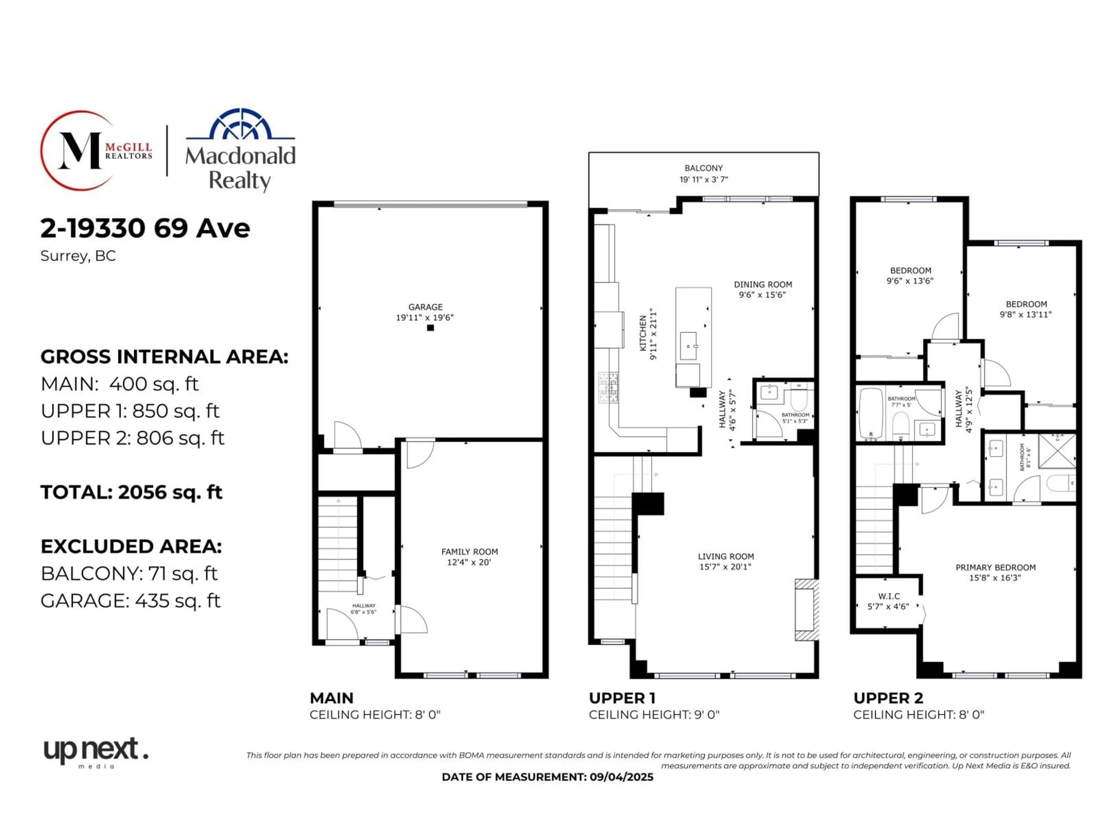 Floor plan for 2 - 19330 69, Surrey British Columbia V4N0Z2
