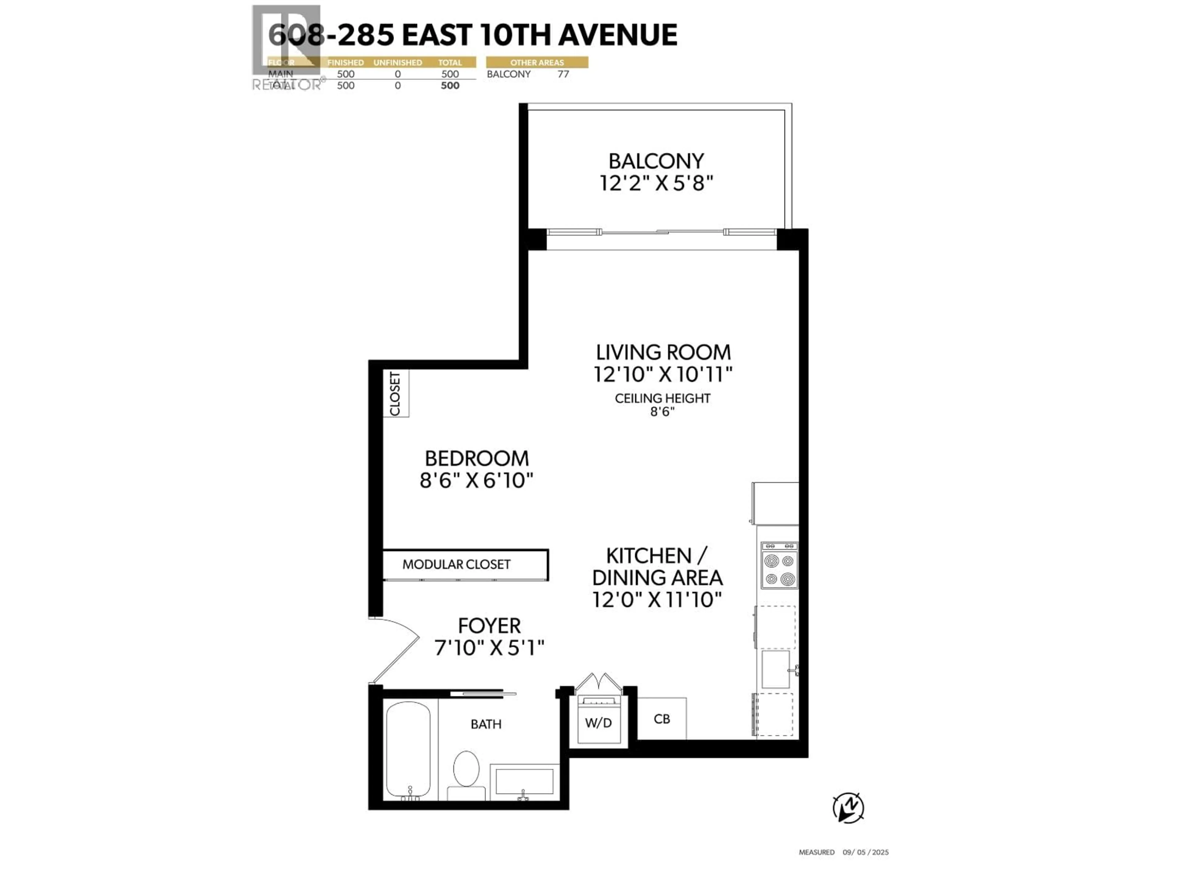 Floor plan for 608 - 285 10TH AVENUE, Vancouver British Columbia V5T0H6