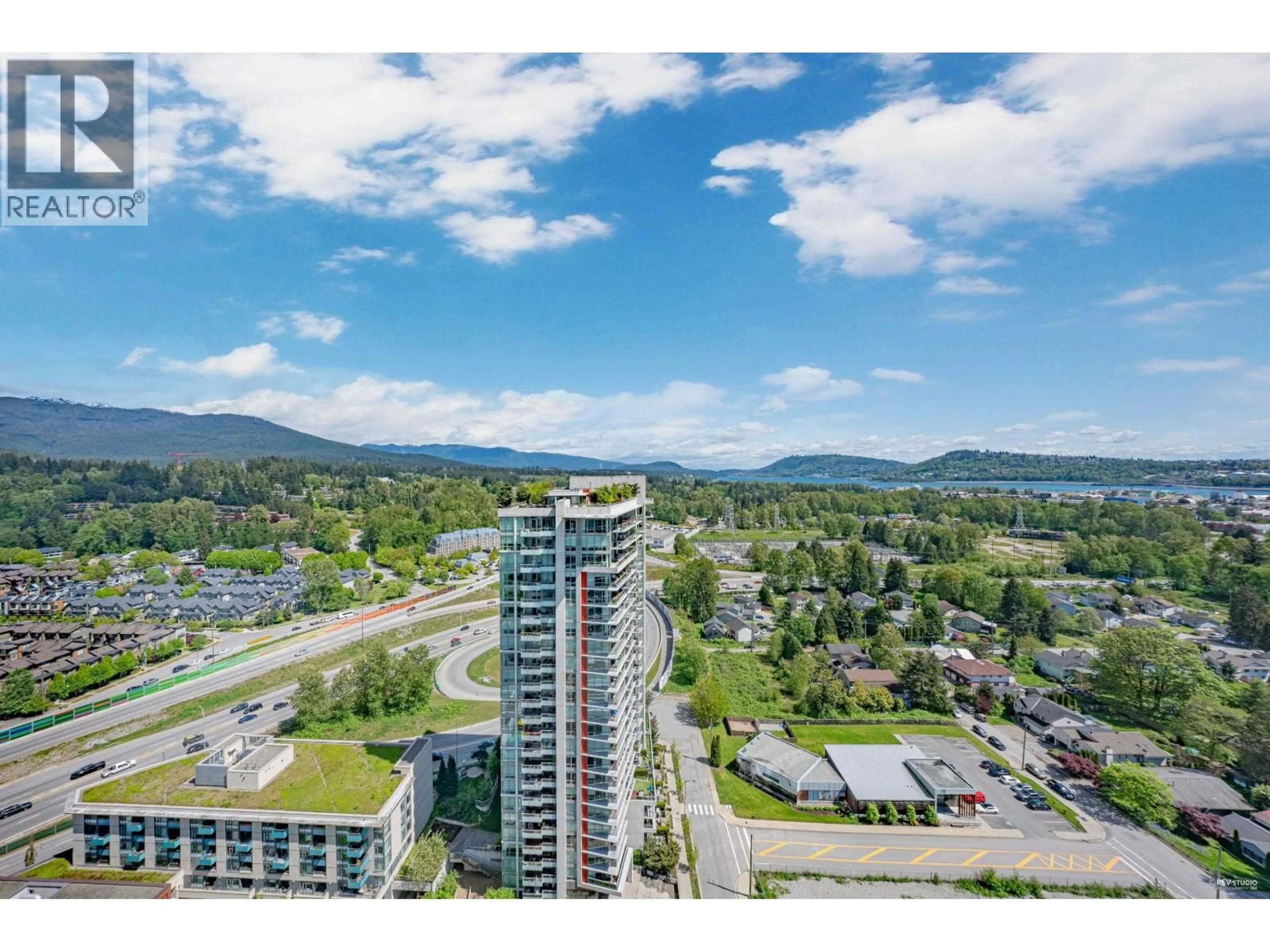 A pic from outside/outdoor area/front of a property/back of a property/a pic from drone, water/lake/river/ocean view for 2604 - 1500 FERN STREET, North Vancouver British Columbia V7J0E6