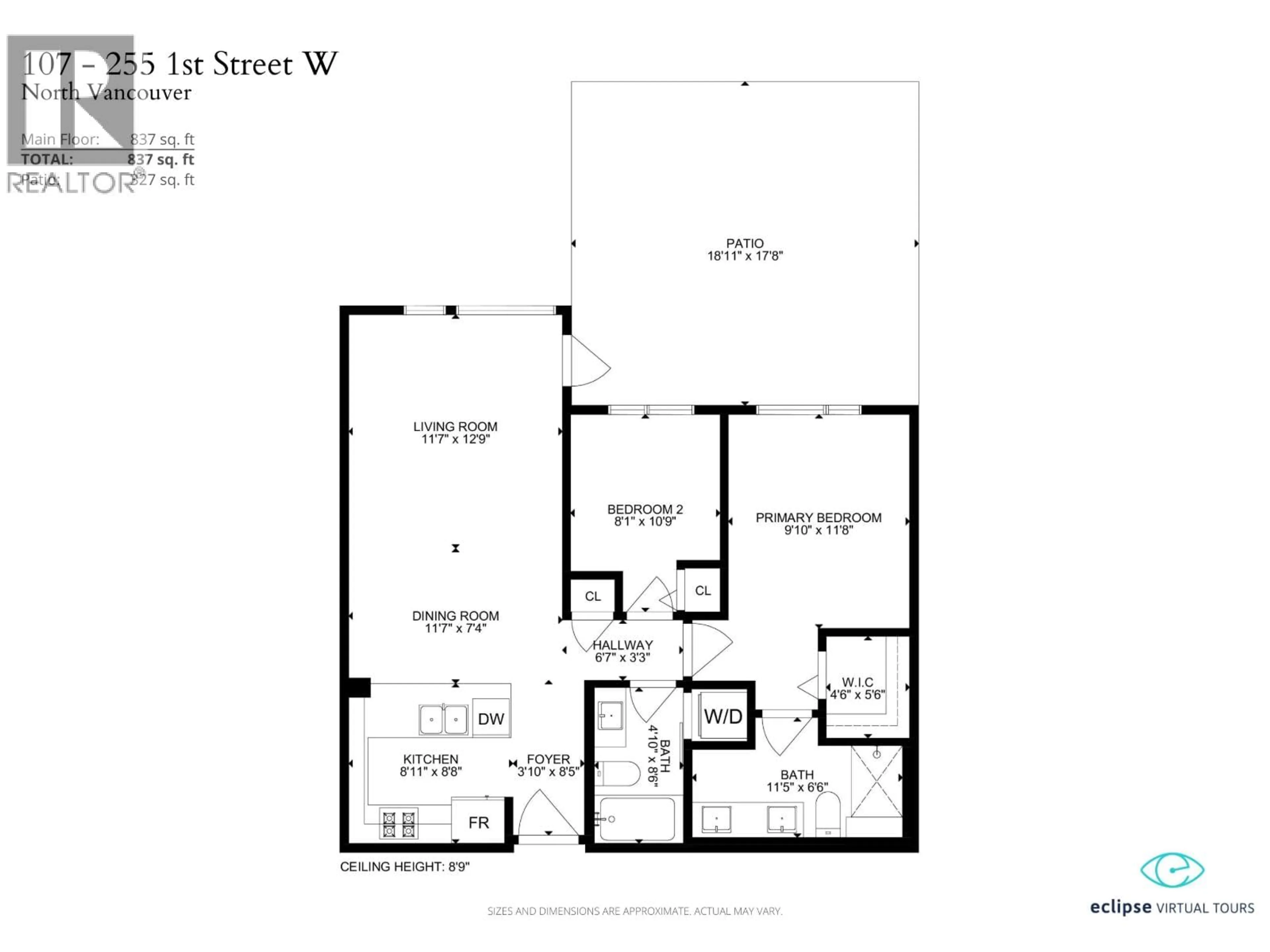 Floor plan for 107 - 255 1ST STREET, North Vancouver British Columbia V7M3G8