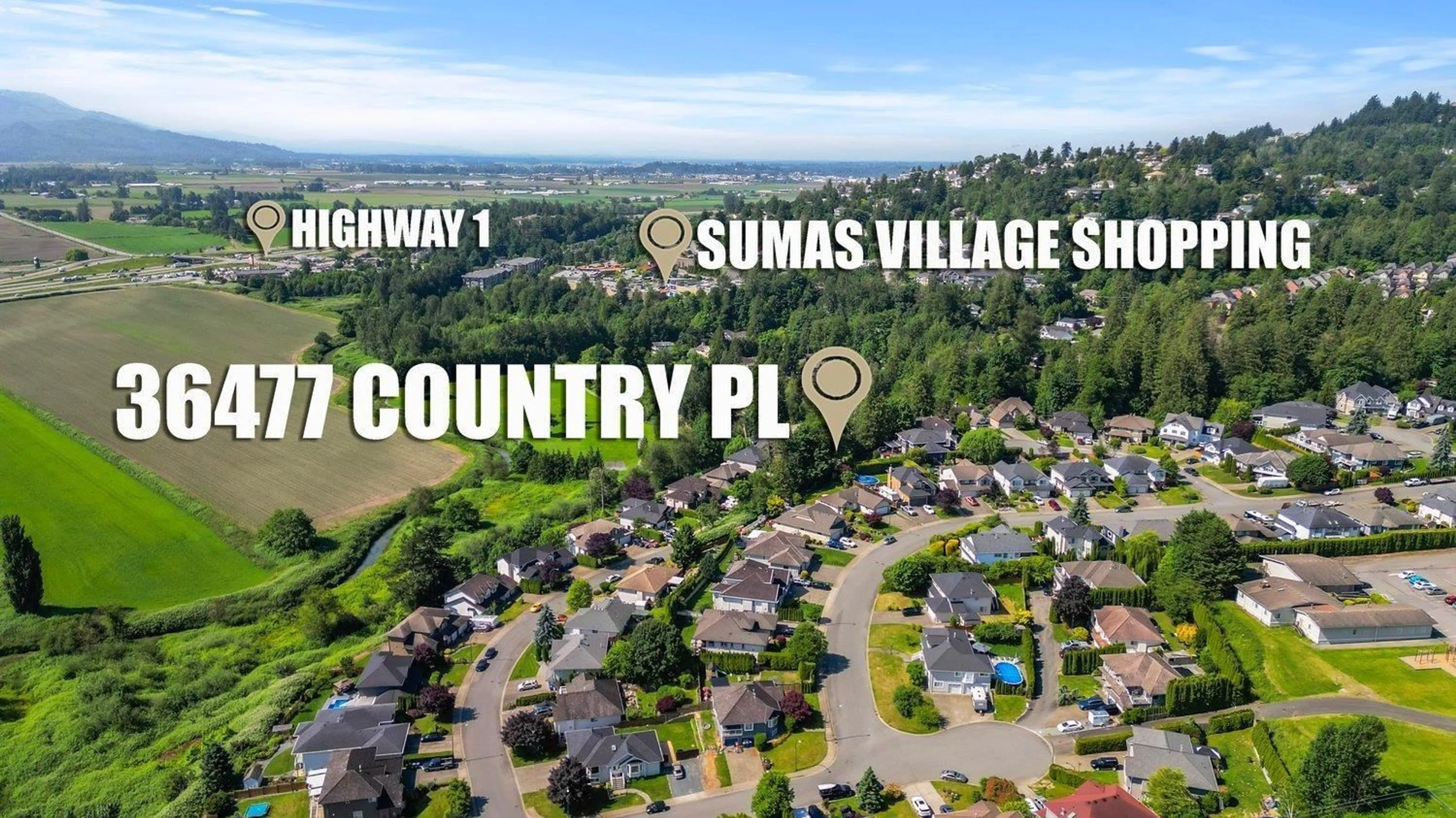 A pic from outside/outdoor area/front of a property/back of a property/a pic from drone, mountain view for 36477 COUNTRY, Abbotsford British Columbia V3G1M2