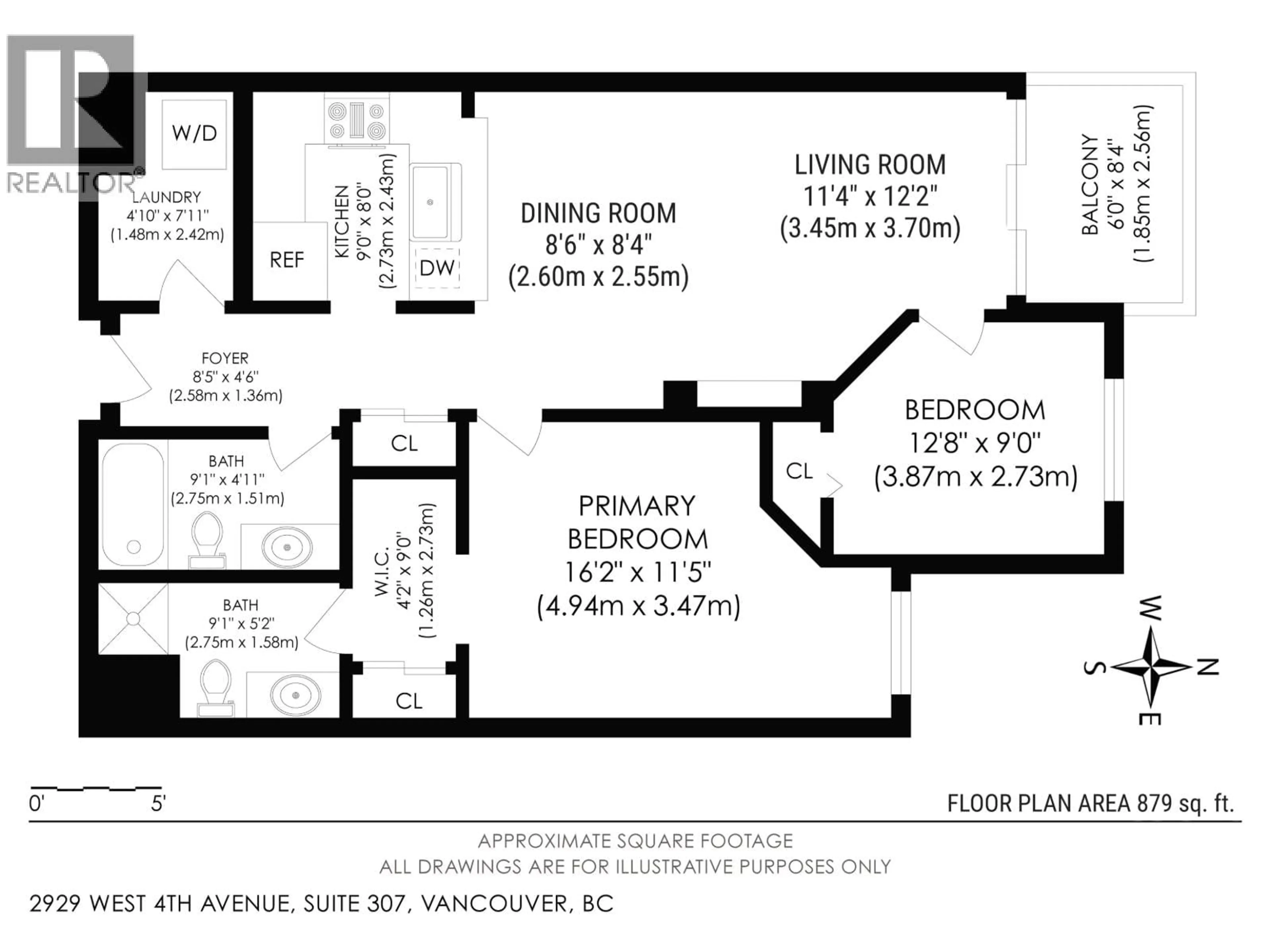 Floor plan for 307 - 2929 W 4TH AVENUE, Vancouver British Columbia V6K4T3
