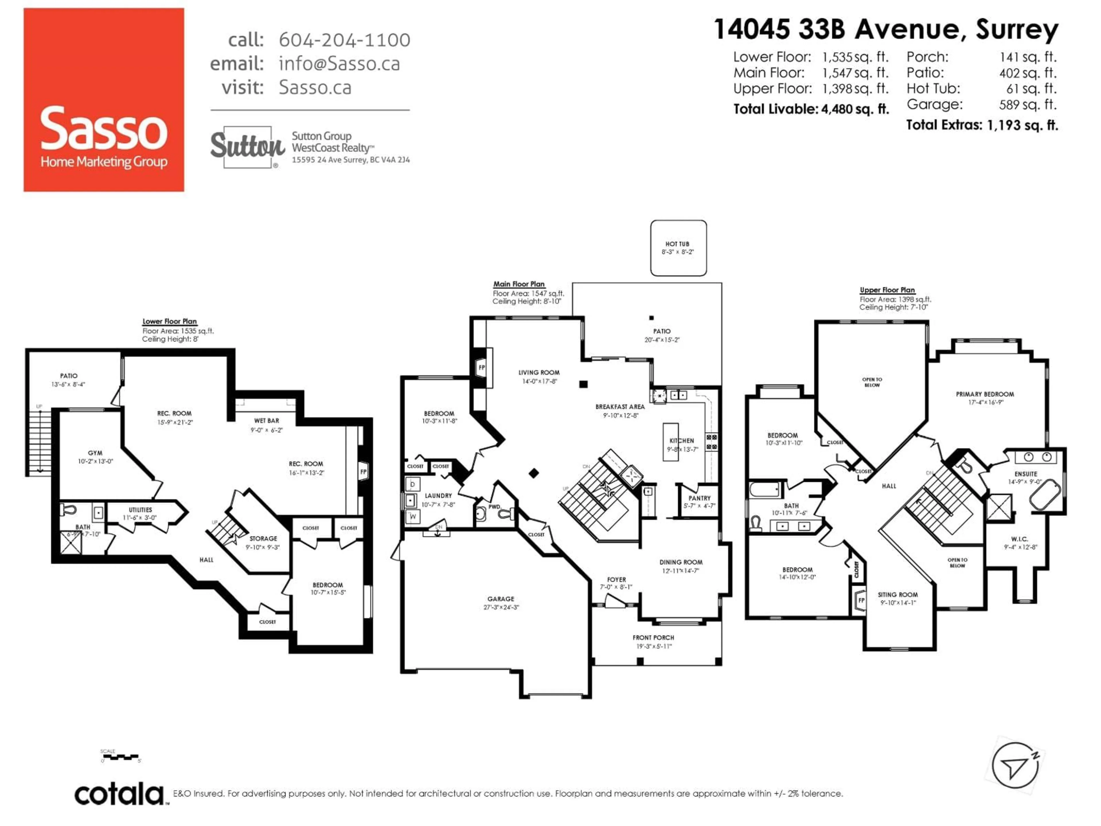 Floor plan for 14045 33B, Surrey British Columbia V4P3P6