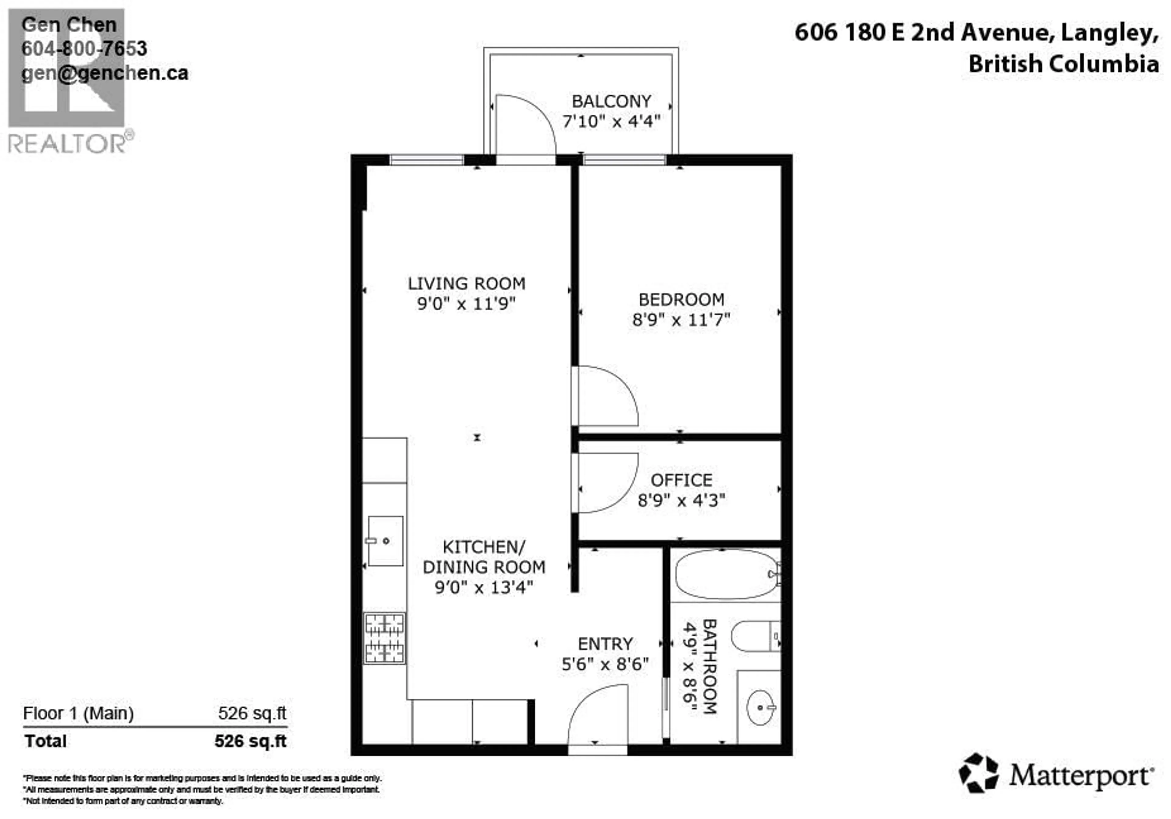 Floor plan for 606 - 180 2ND AVENUE, Vancouver British Columbia V5T0K4