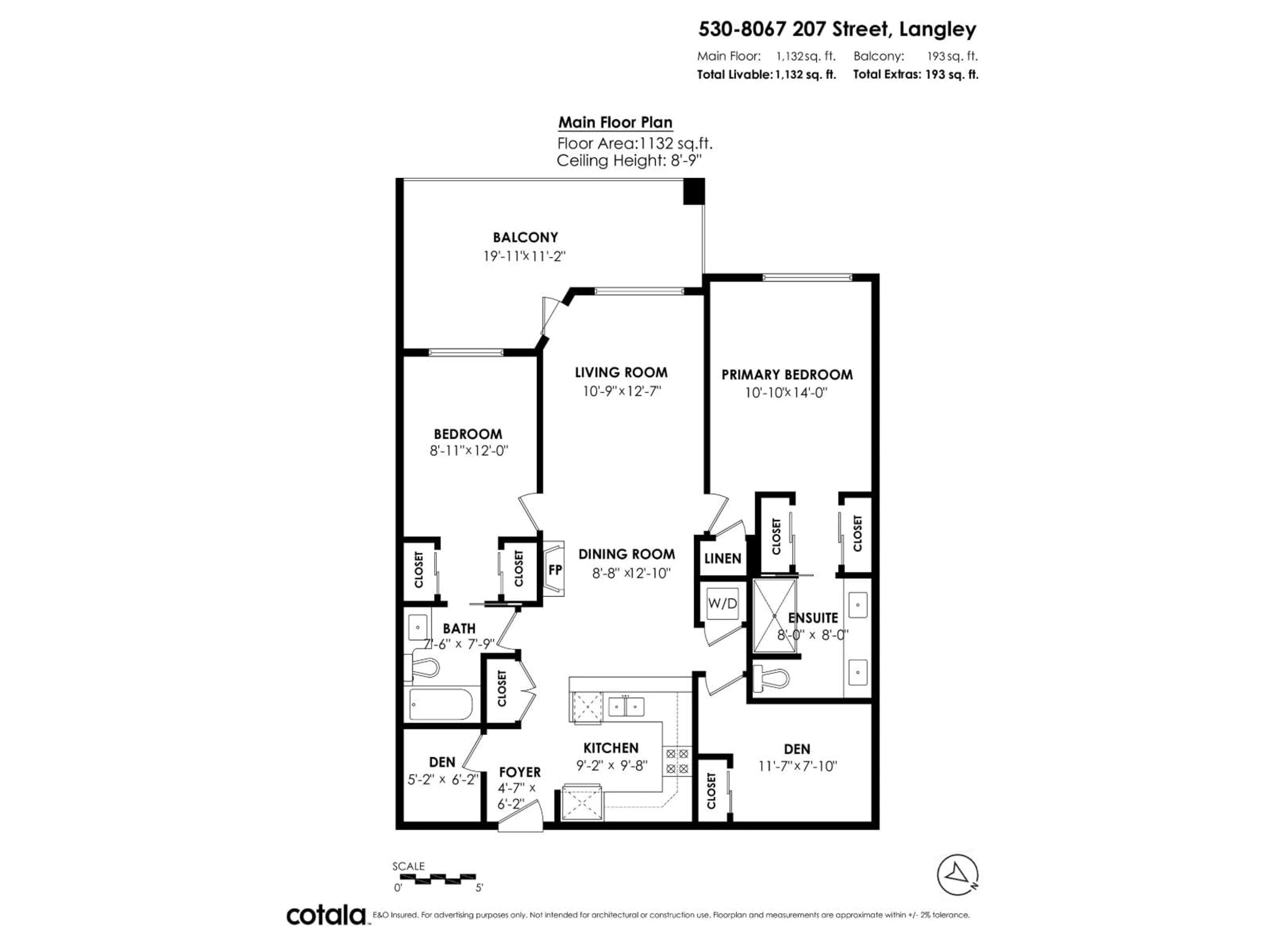 Floor plan for 530 - 8067 207, Langley British Columbia V2Y0P1