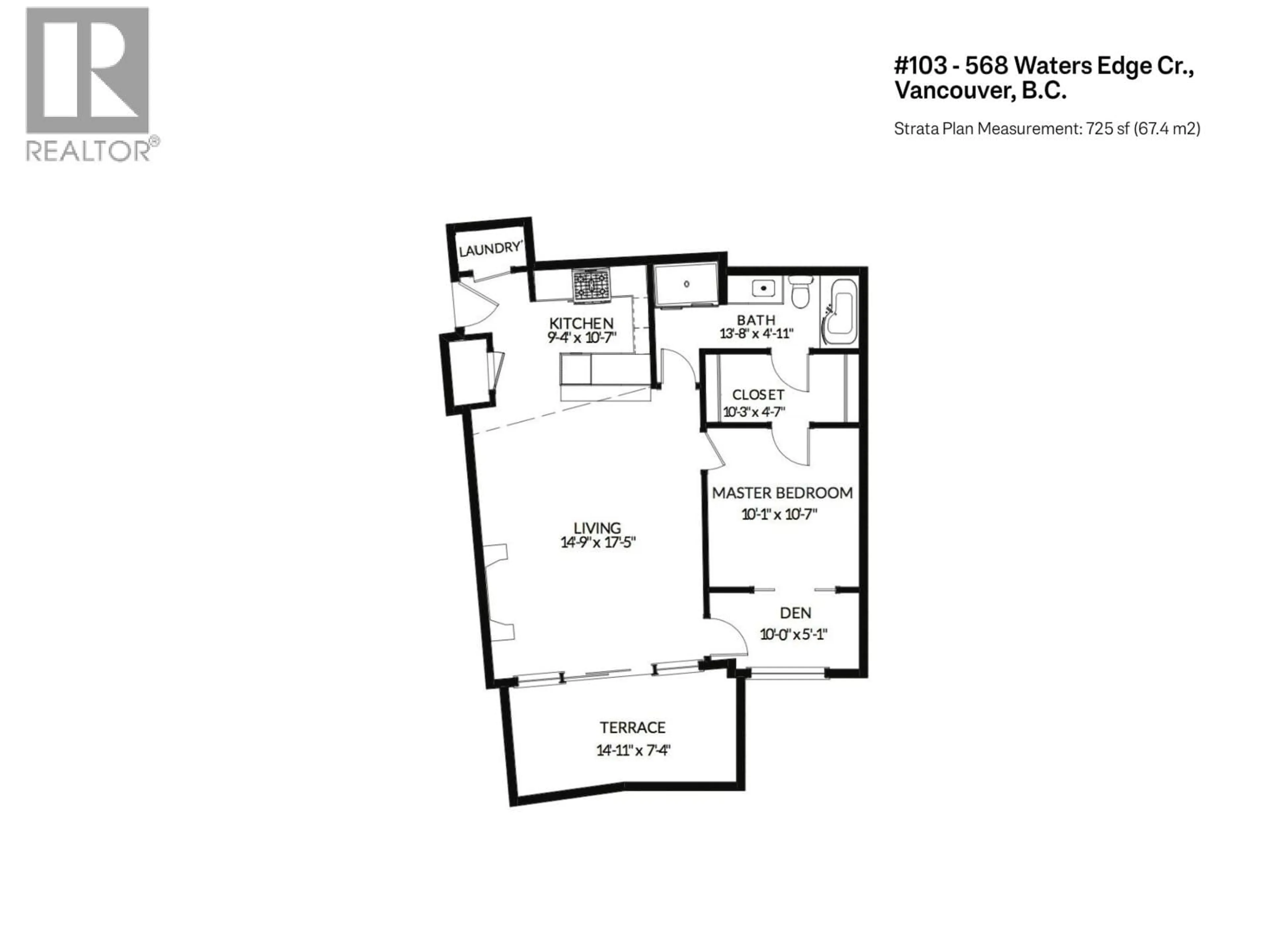 Floor plan for 103 - 540 WATERS EDGE CRESCENT, West Vancouver British Columbia V7T0A2