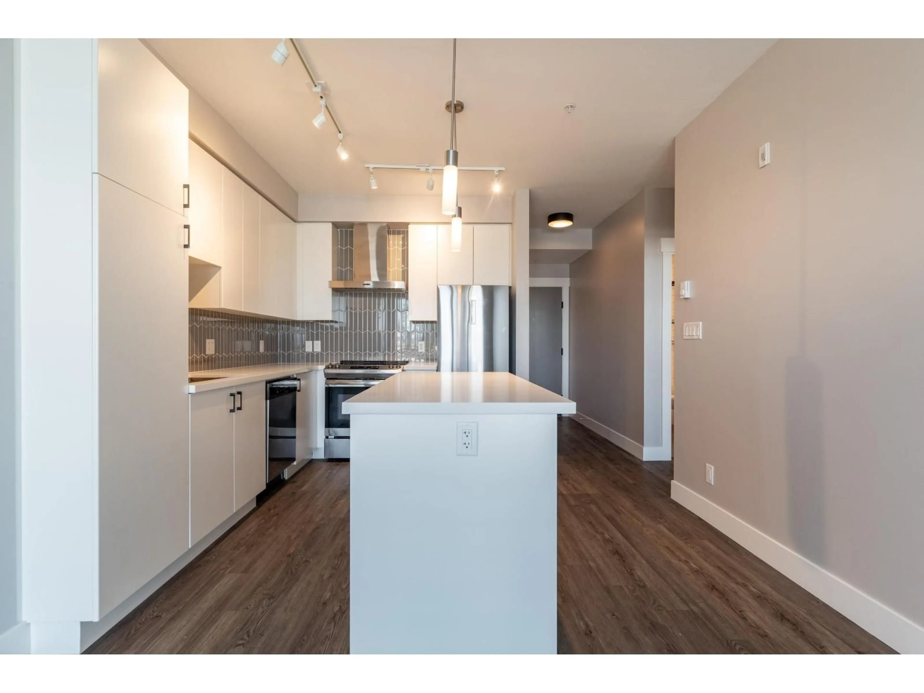 Open concept kitchen, wood/laminate floor for B302 - 20838 78B, Langley British Columbia V2Y3M2