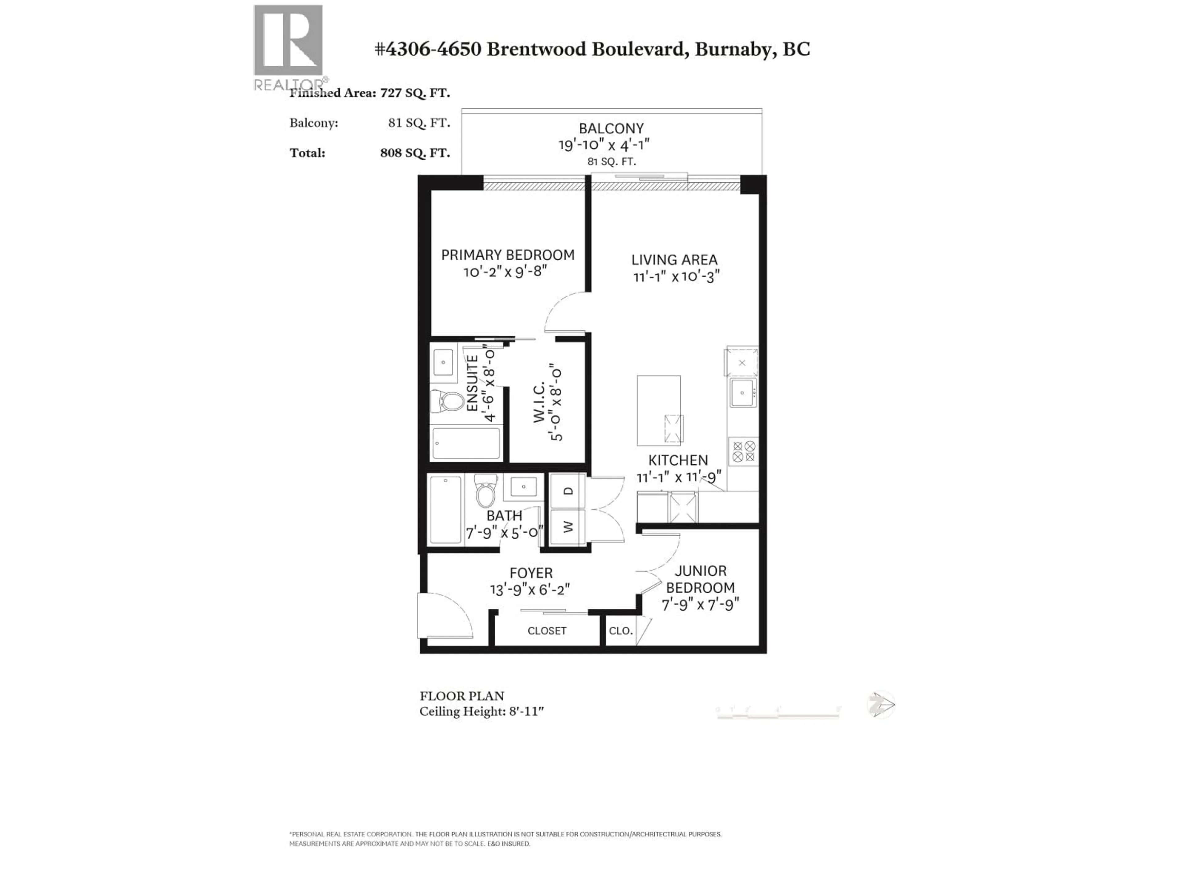 Floor plan for 4306 - 4650 BRENTWOOD BOULEVARD, Burnaby British Columbia V5C0M3