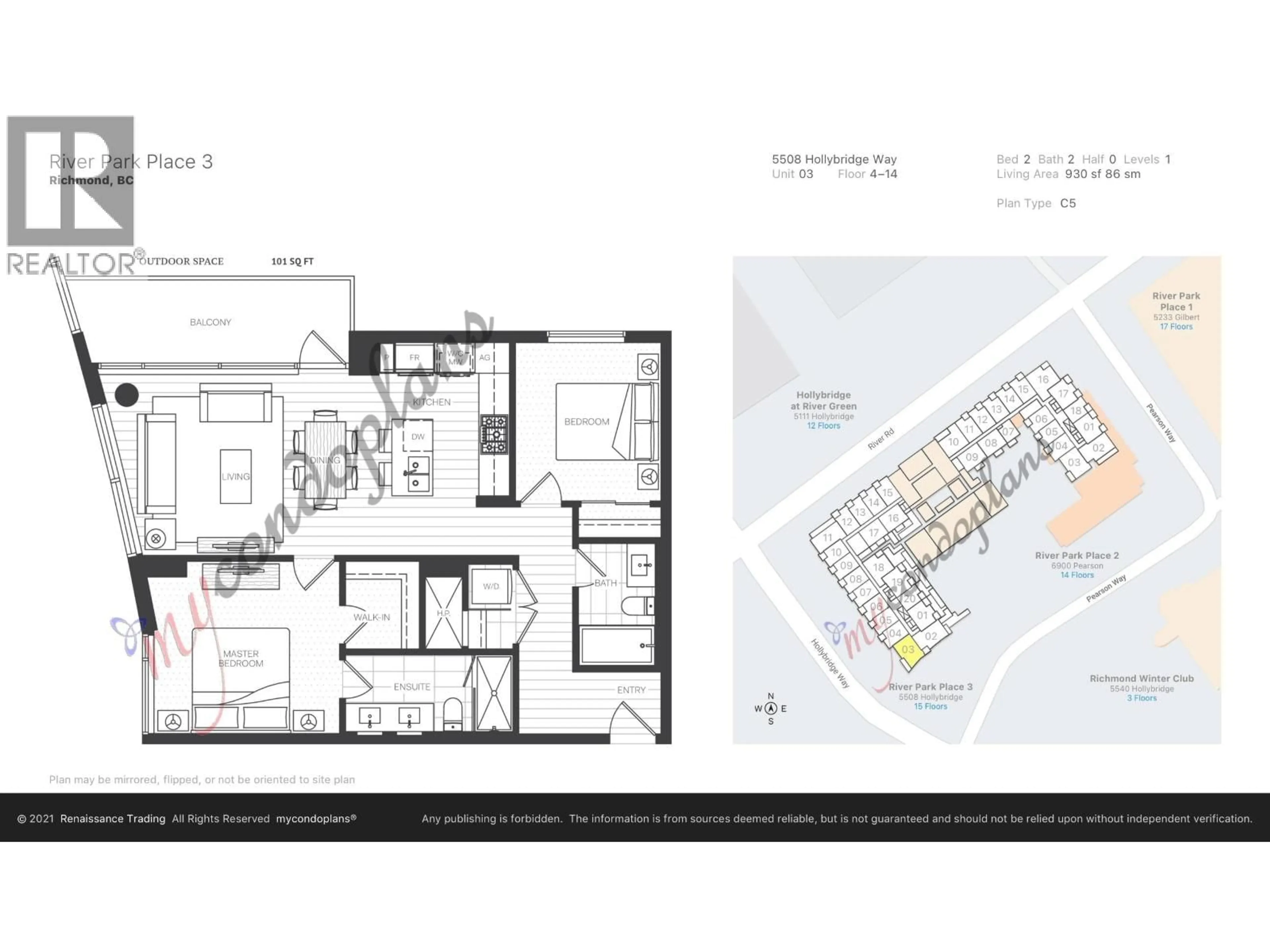 Floor plan for 1403 - 5508 HOLLYBRIDGE WAY, Richmond British Columbia V7C0C7