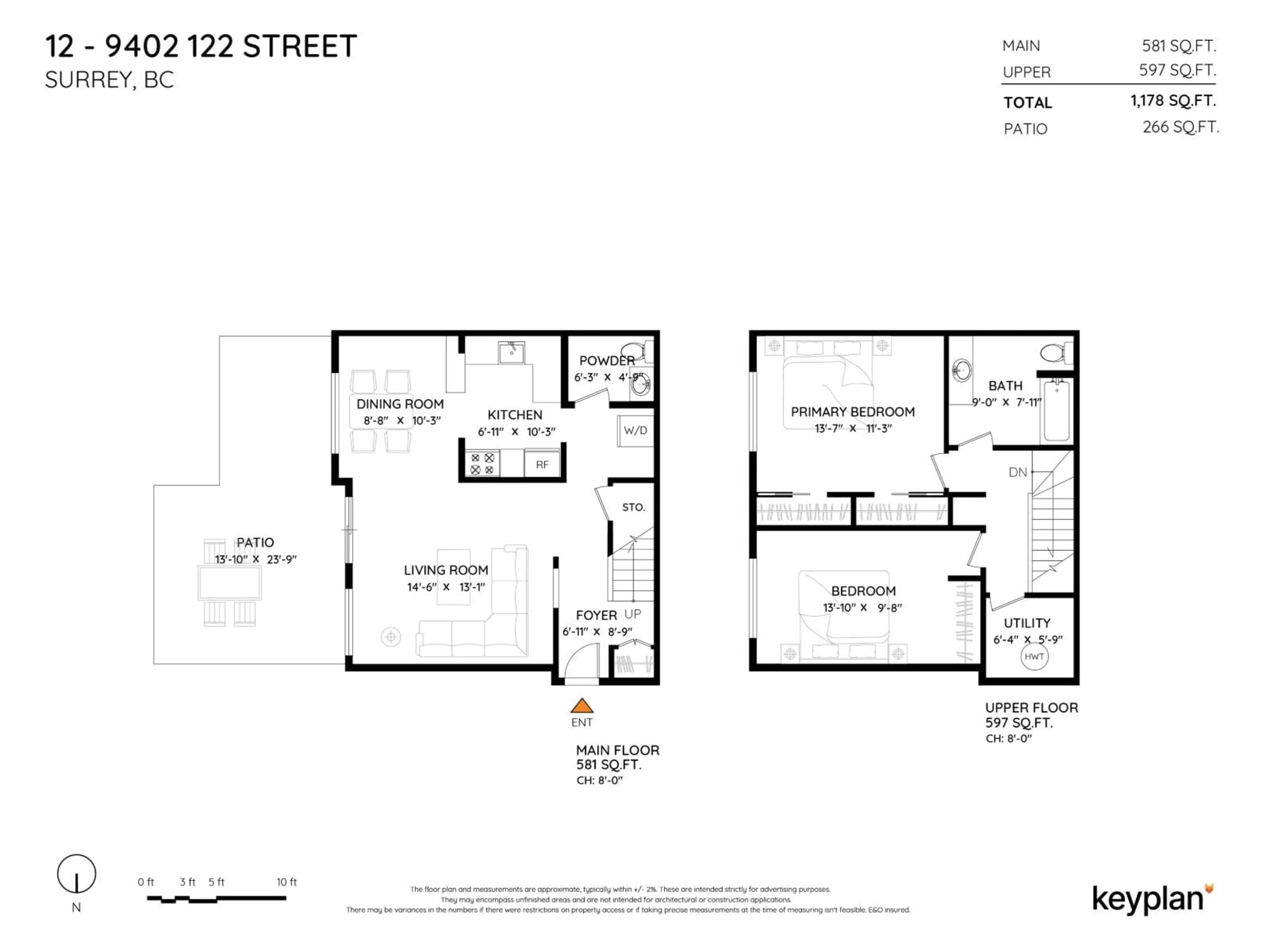 Floor plan for 12 - 9402 122, Surrey British Columbia V3V4L6