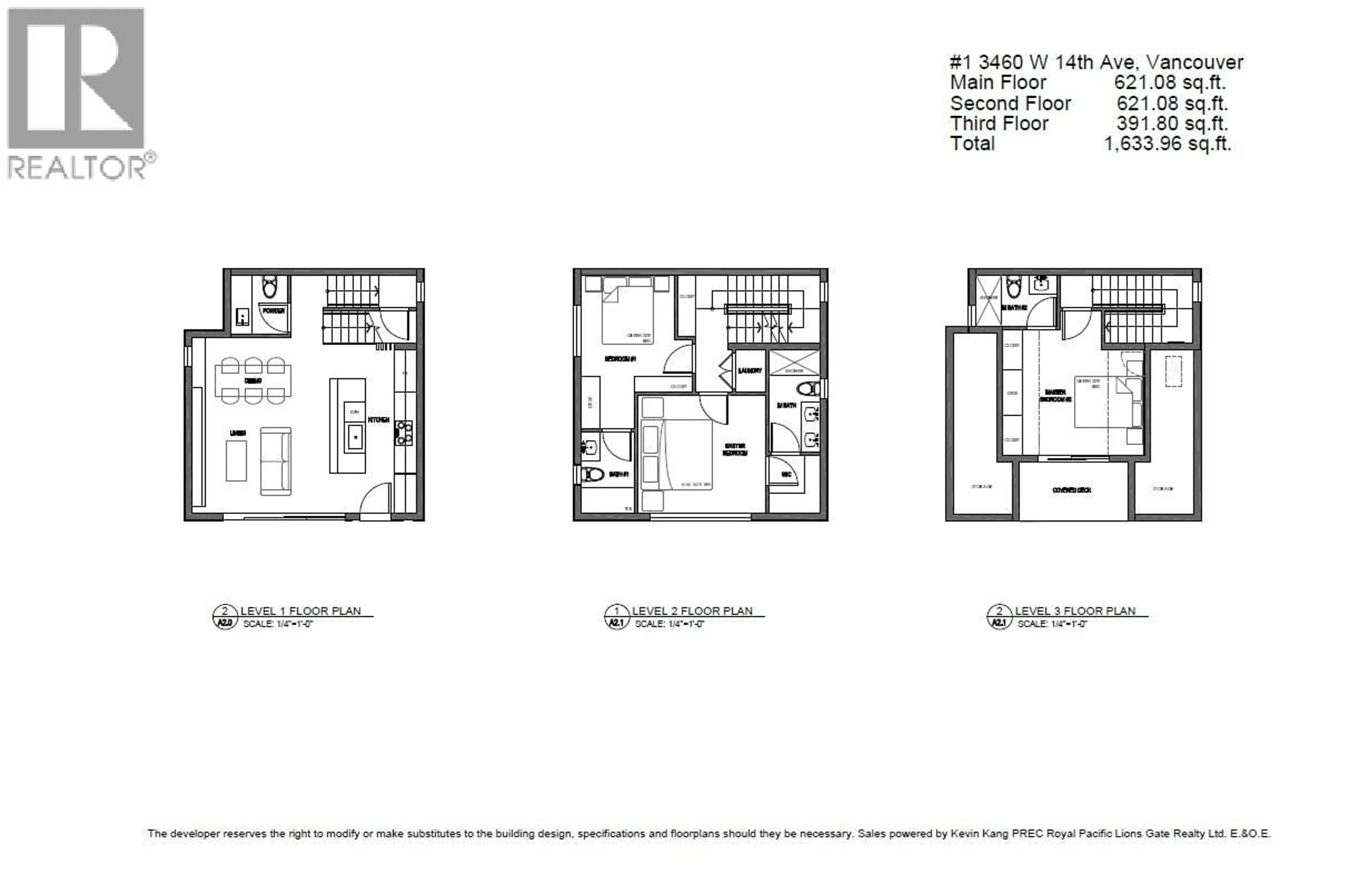 Floor plan for 1 - 3460 14TH AVENUE, Vancouver British Columbia V6R2W1