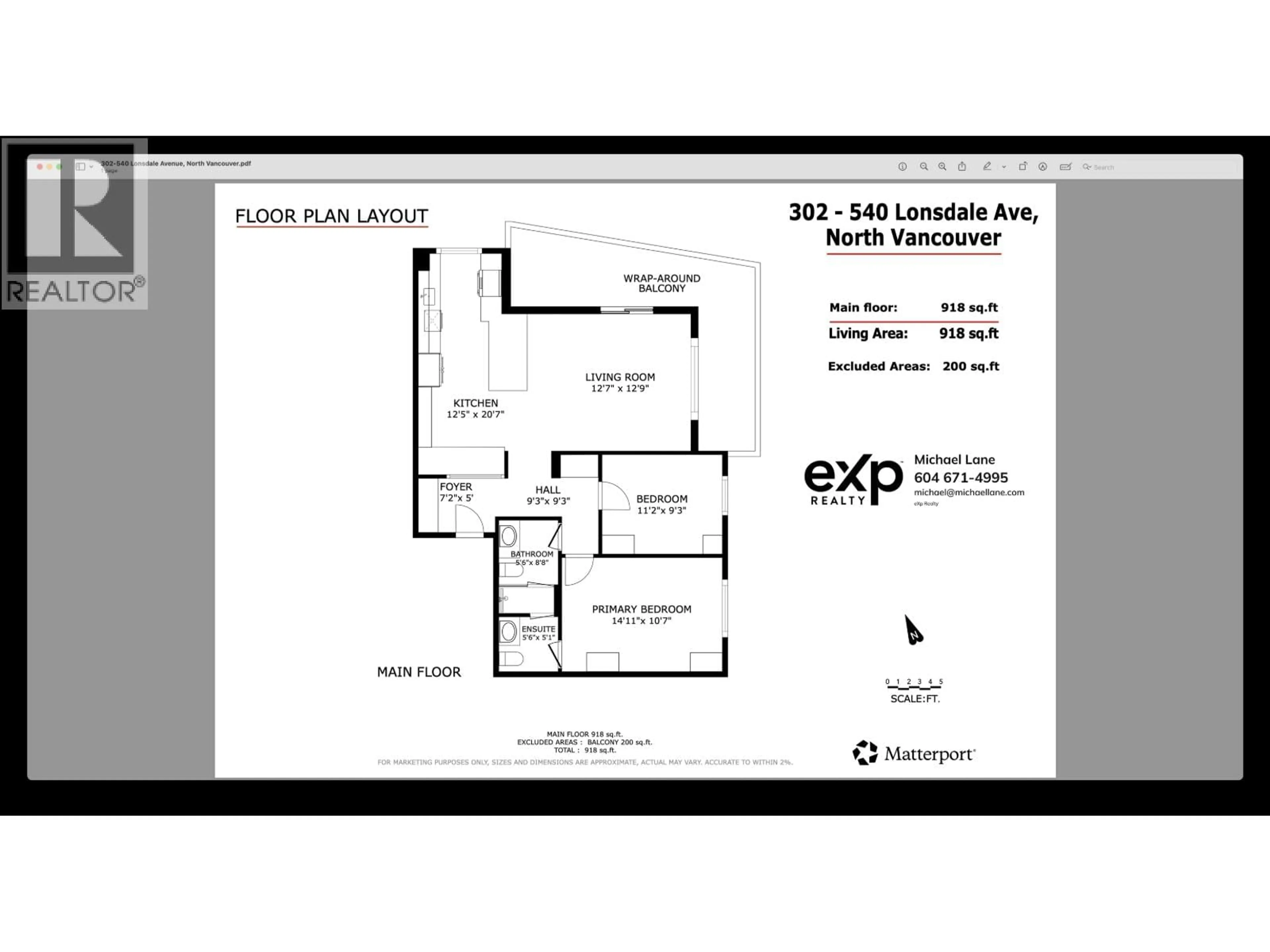 Floor plan for 302 - 540 LONSDALE AVENUE, North Vancouver British Columbia V7M2G7