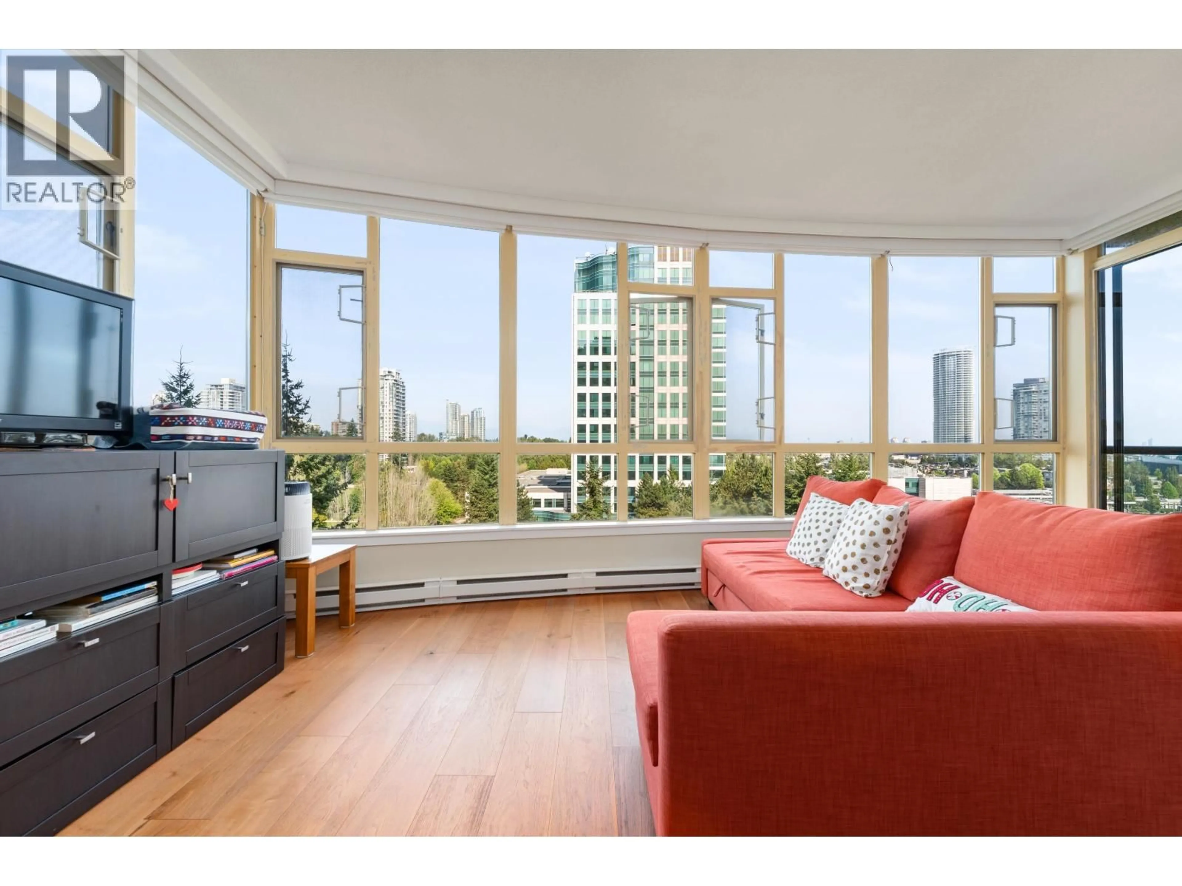 Living room with furniture, wood/laminate floor for 905 - 6888 STATION HILL DRIVE, Burnaby British Columbia V3N4X5