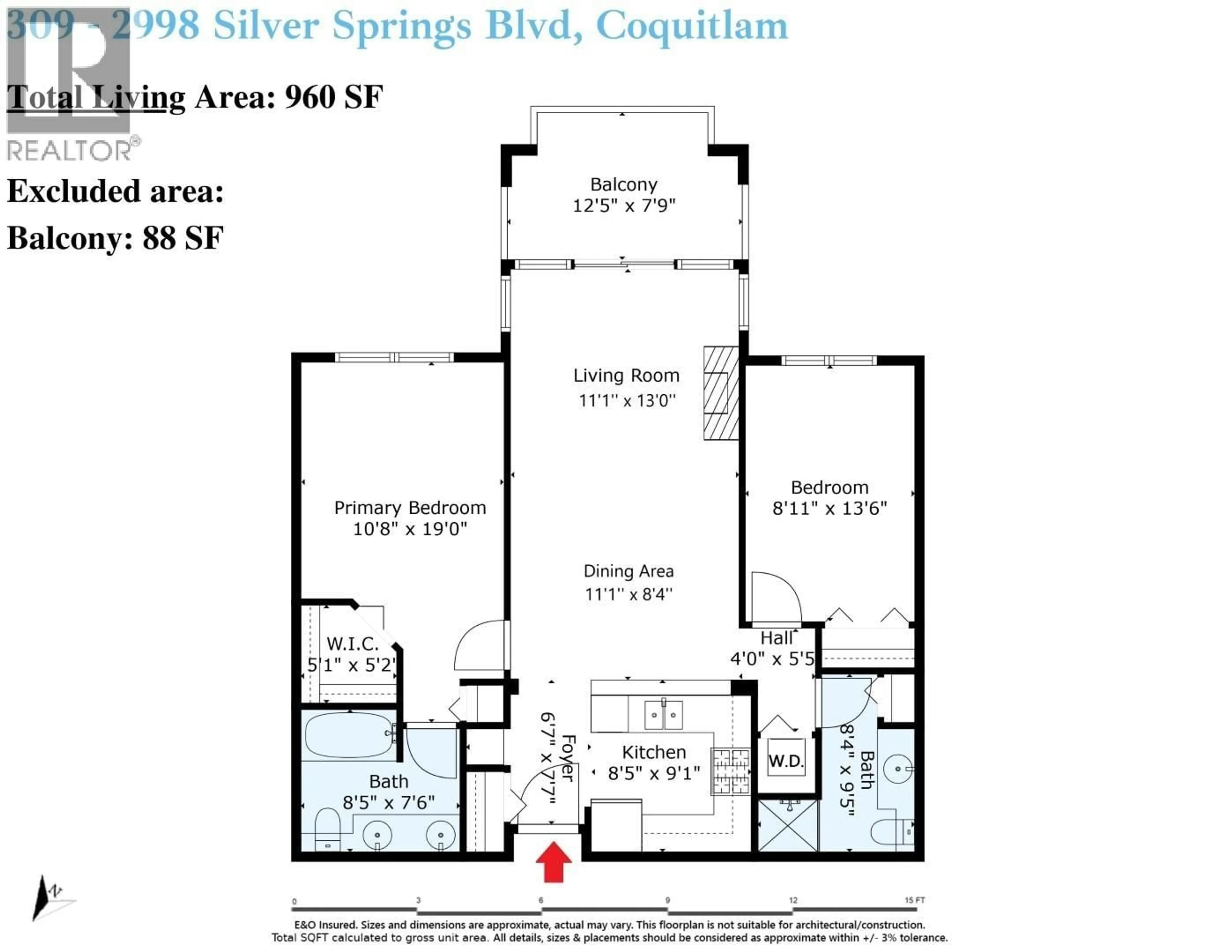 Floor plan for 309 - 2998 SILVER SPRINGS BOULEVARD, Coquitlam British Columbia V3E3R7