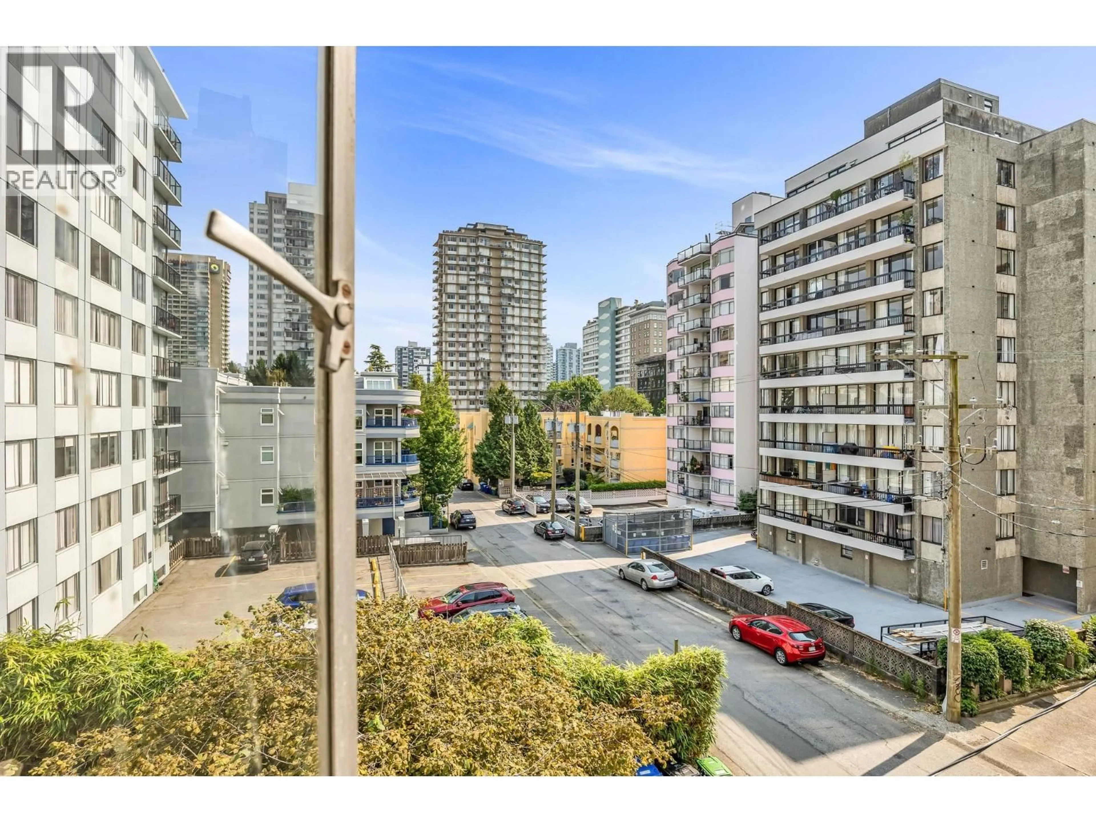 Balcony in the apartment, city buildings view from balcony for 301 - 1050 CHILCO STREET, Vancouver British Columbia V6G2R8