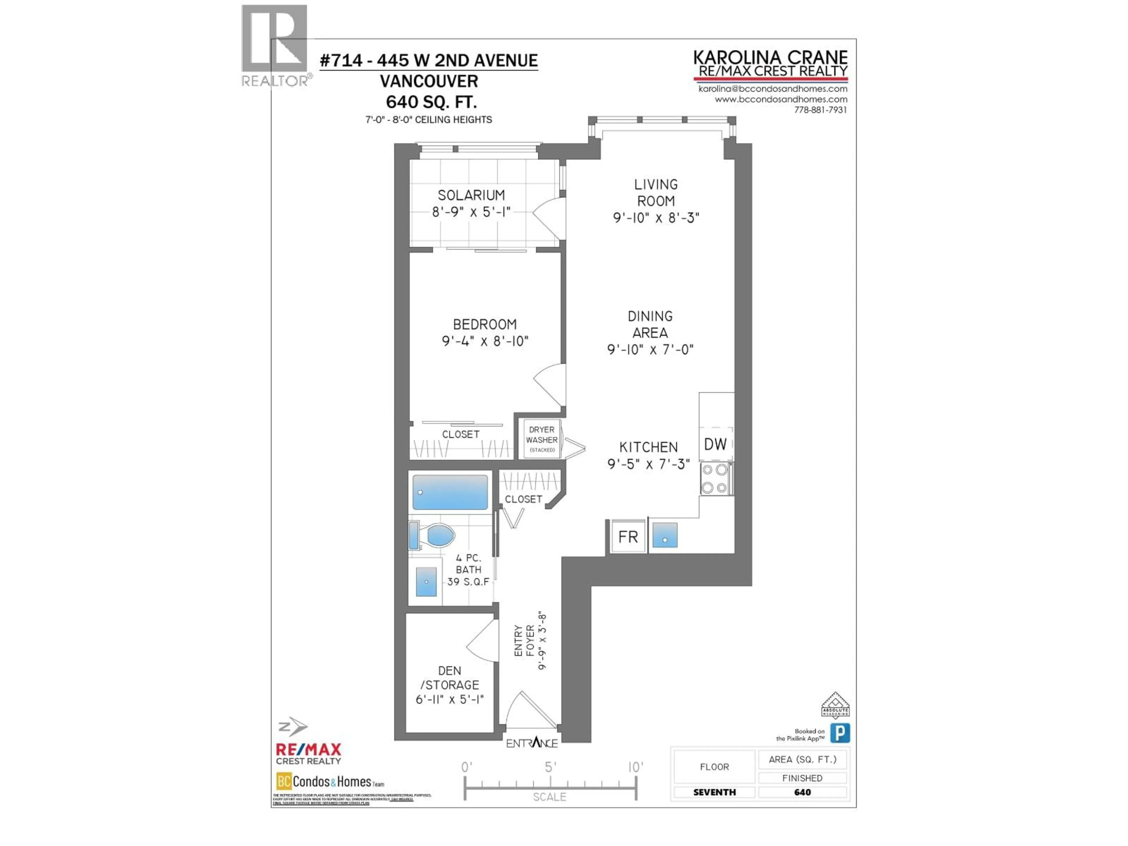 Floor plan for 714 - 445 2ND AVENUE, Vancouver British Columbia V5Y0E8