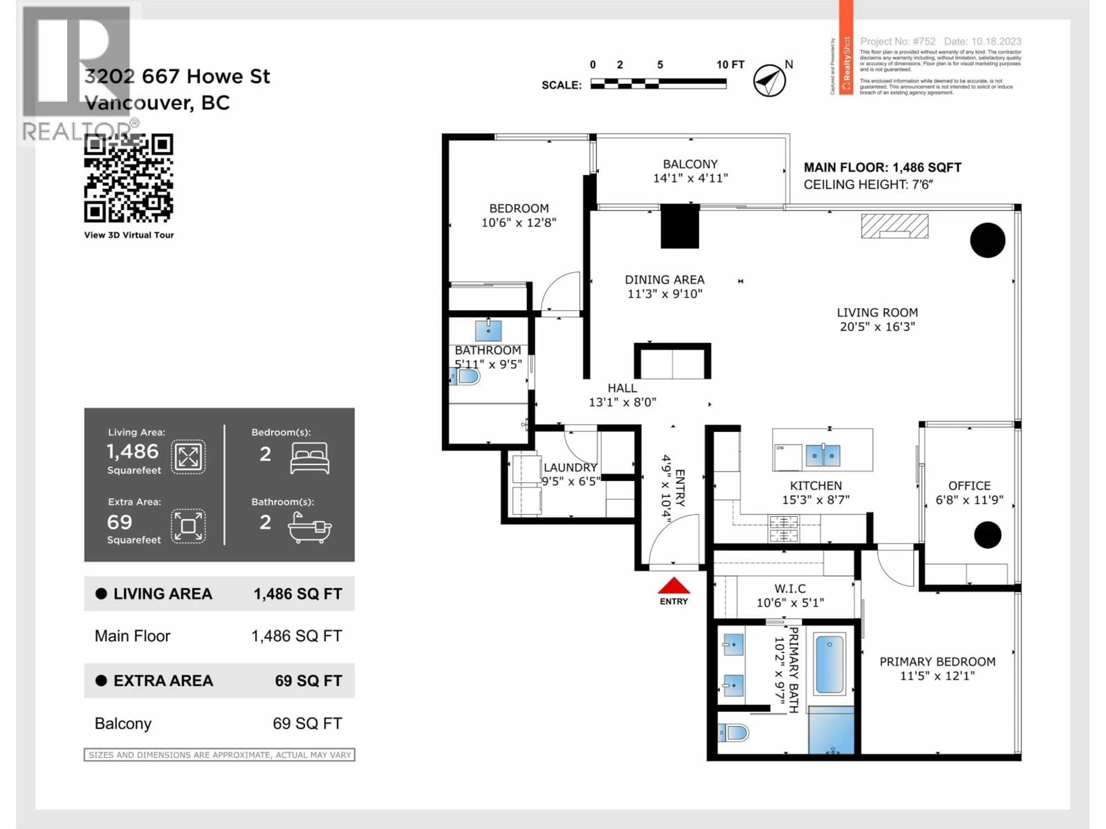 Floor plan for 3202 - 667 HOWE STREET, Vancouver British Columbia V6C0B5