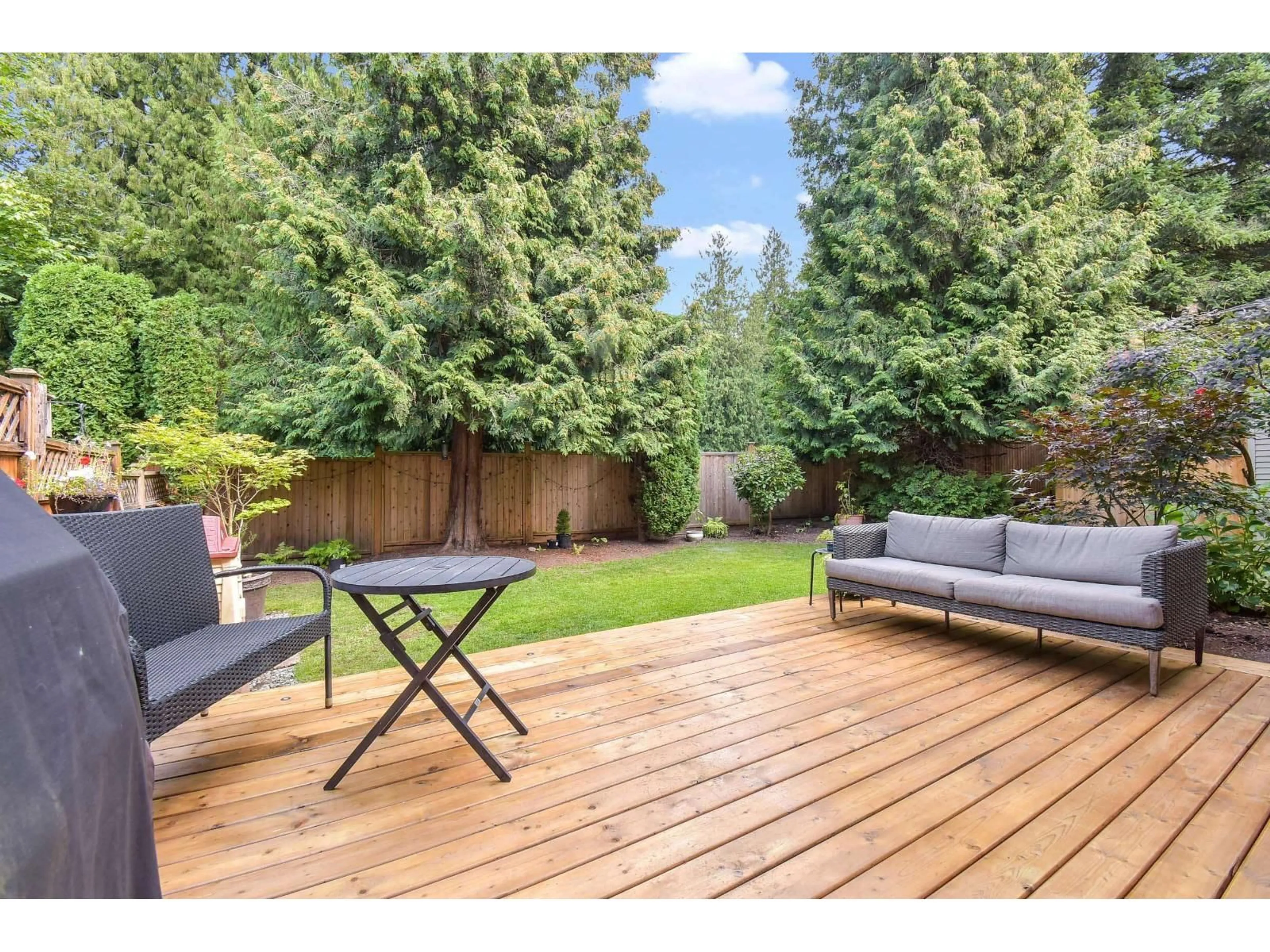 Patio, forest/trees view for 70 - 20881 87, Langley British Columbia V1M3X1