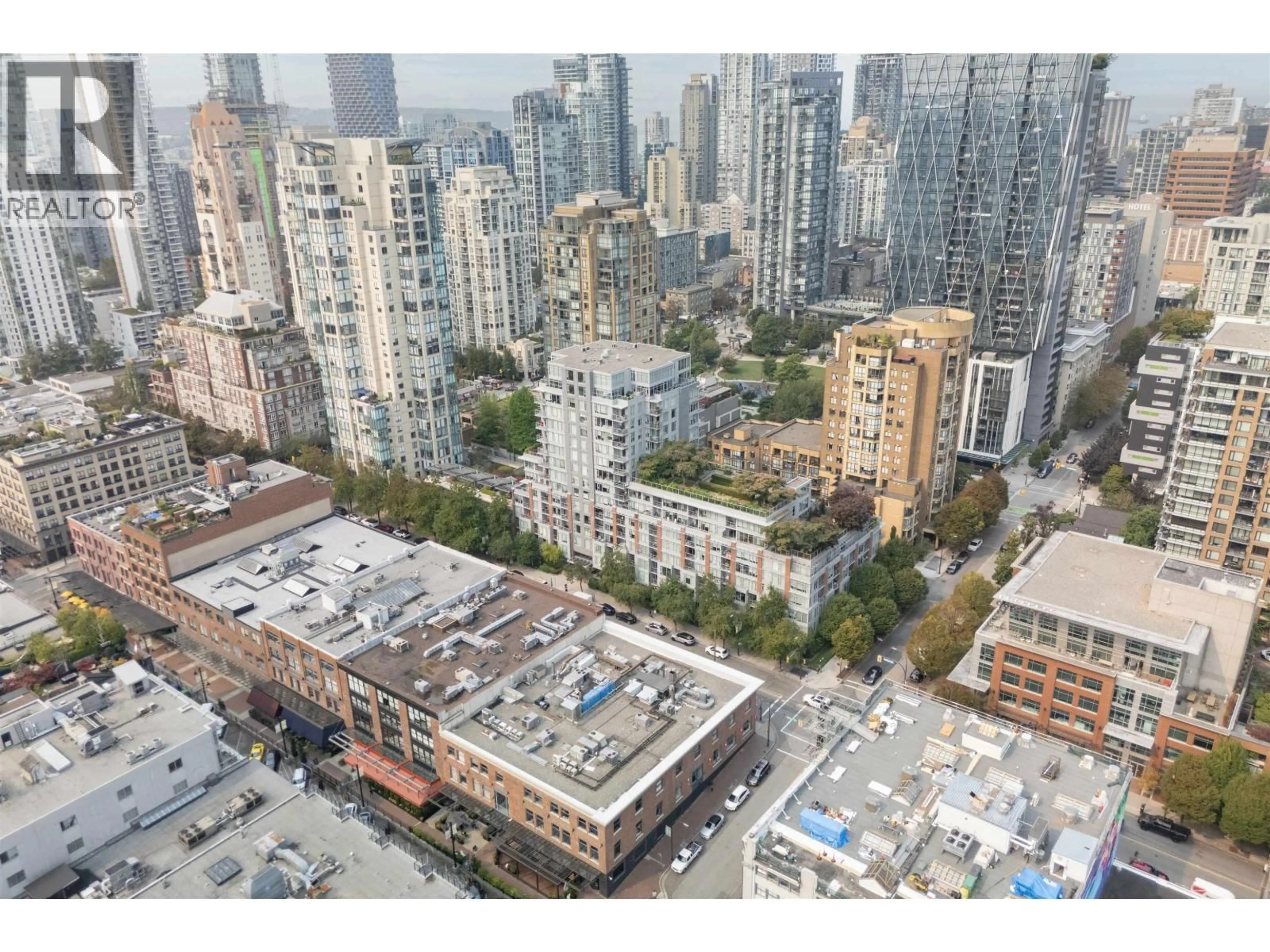 A pic from outside/outdoor area/front of a property/back of a property/a pic from drone, city buildings view from balcony for 407 - 1133 HOMER STREET, Vancouver British Columbia V6B0B1