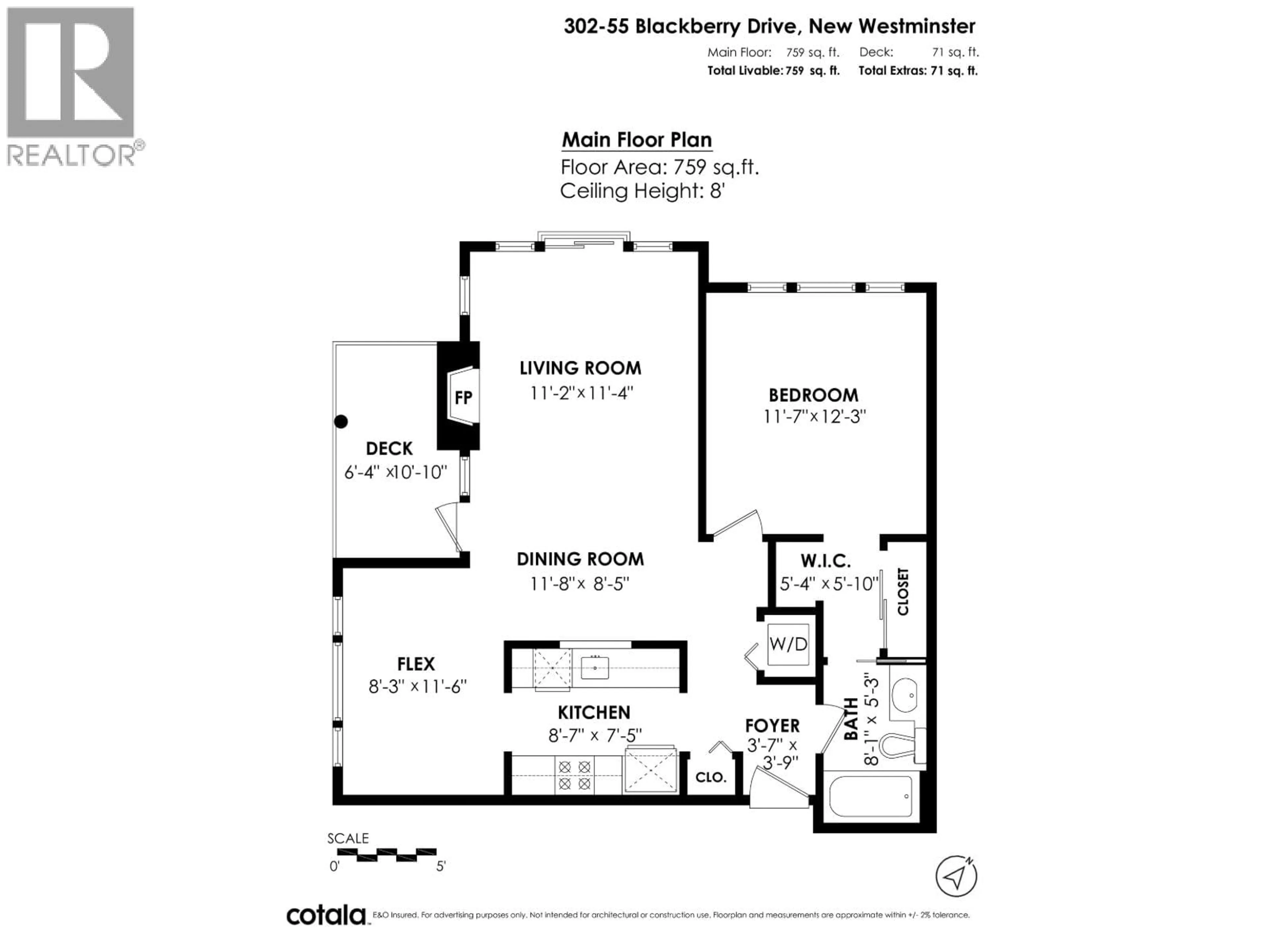 Floor plan for 302 - 55 BLACKBERRY DRIVE, New Westminster British Columbia V3L5S7