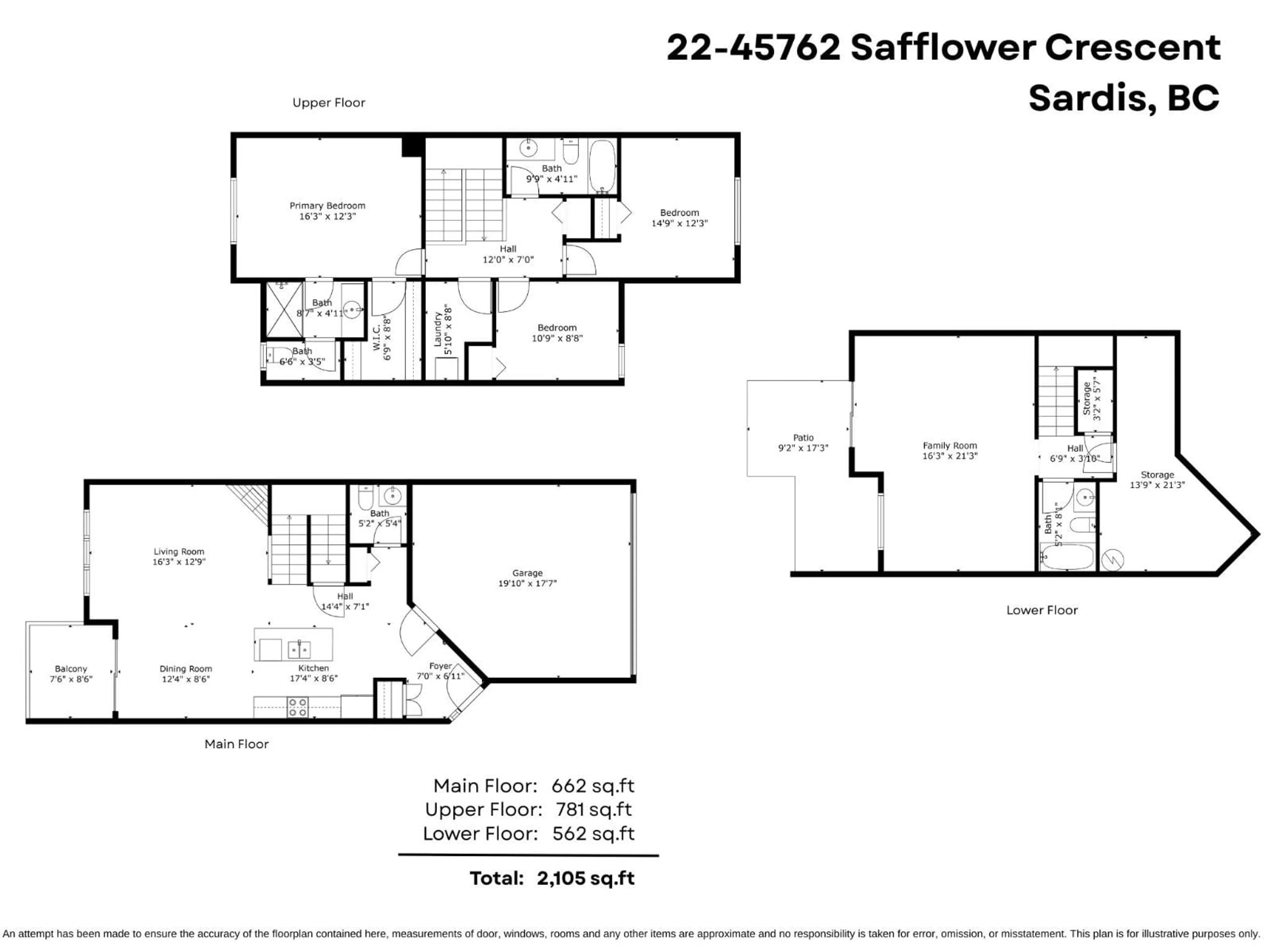 Floor plan for 22 - 45762 SAFFLOWER CRESCENT, Chilliwack British Columbia V2R0S4
