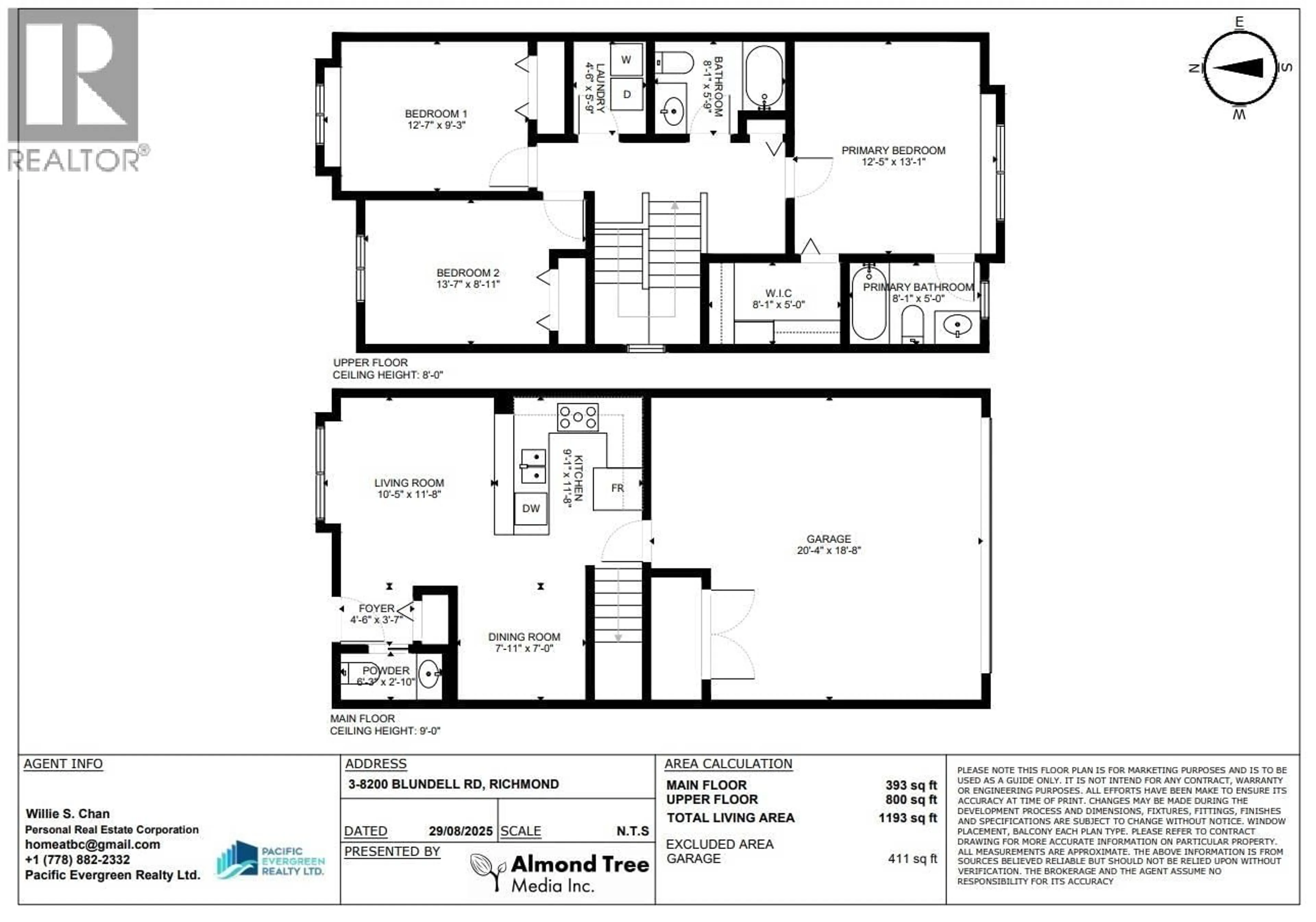 Floor plan for 3 - 8200 BLUNDELL ROAD, Richmond British Columbia V6Y1J8
