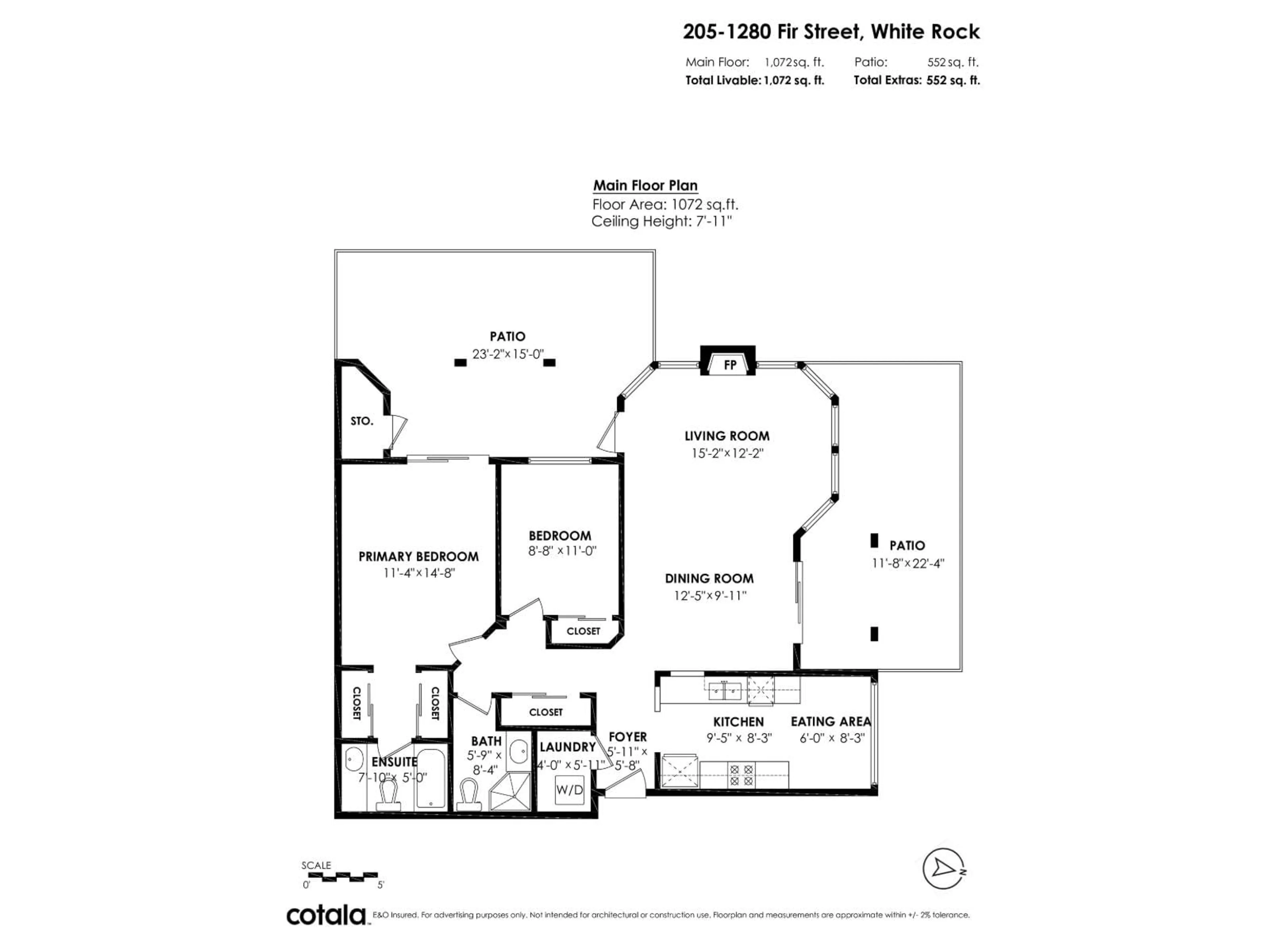 Floor plan for 205 - 1280 FIR, Surrey British Columbia V4B4B1