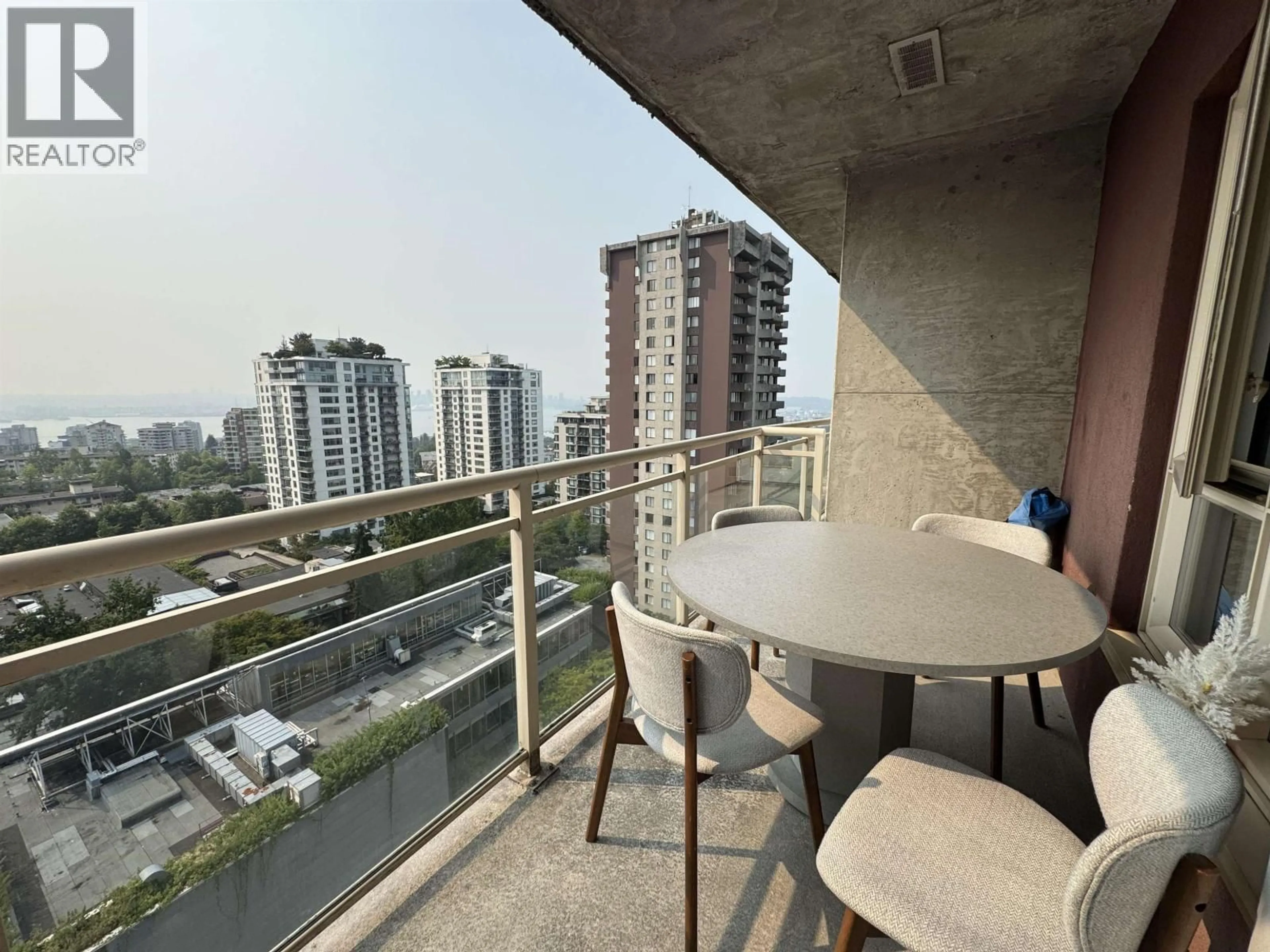 Balcony in the apartment, city buildings view from balcony for 1503 - 121 15TH STREET, North Vancouver British Columbia V7M1R8