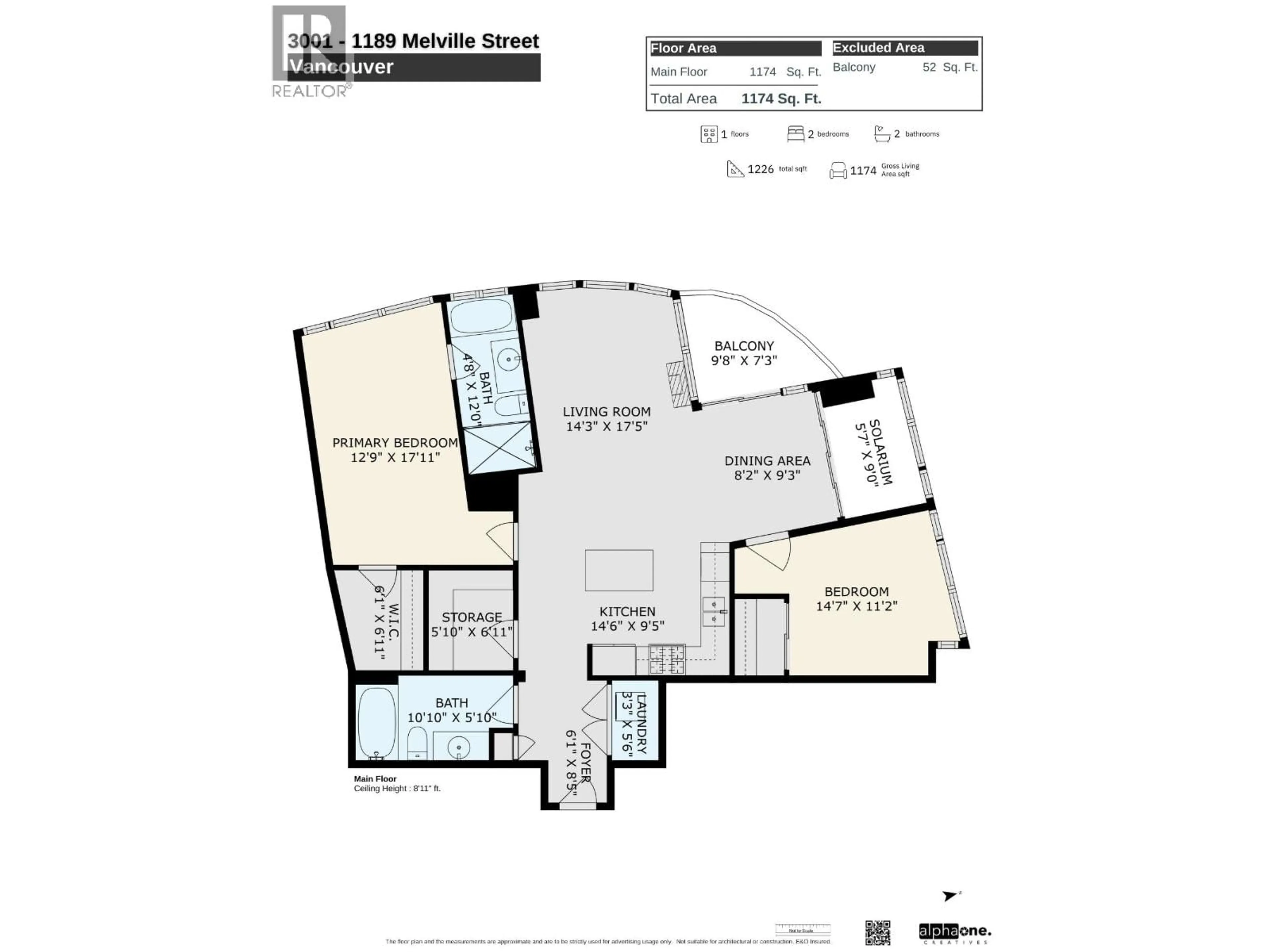 Floor plan for 3001 - 1189 MELVILLE STREET, Vancouver British Columbia V6E4T8