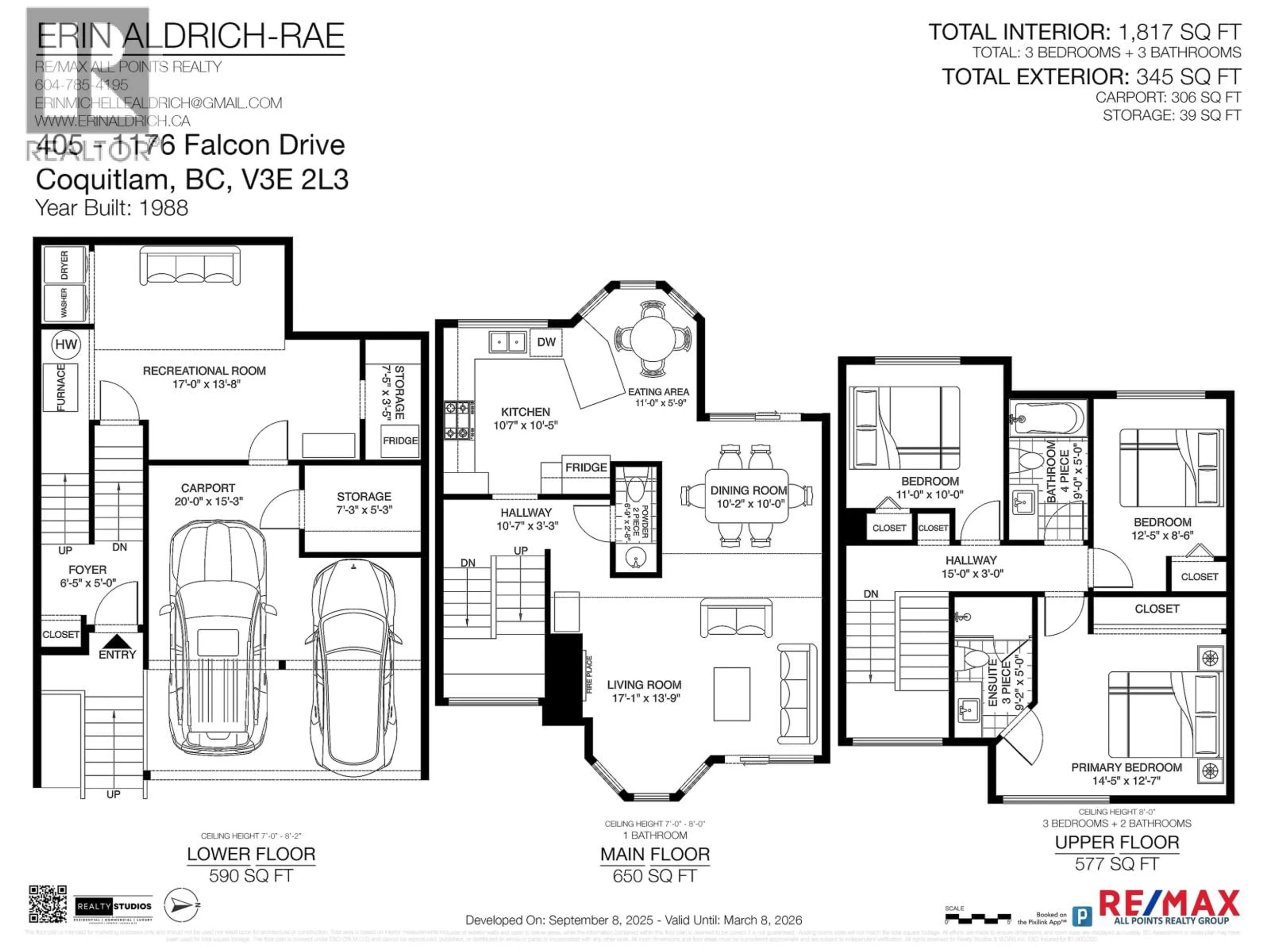 Floor plan for 405 - 1176 FALCON DRIVE, Coquitlam British Columbia V3E2N7