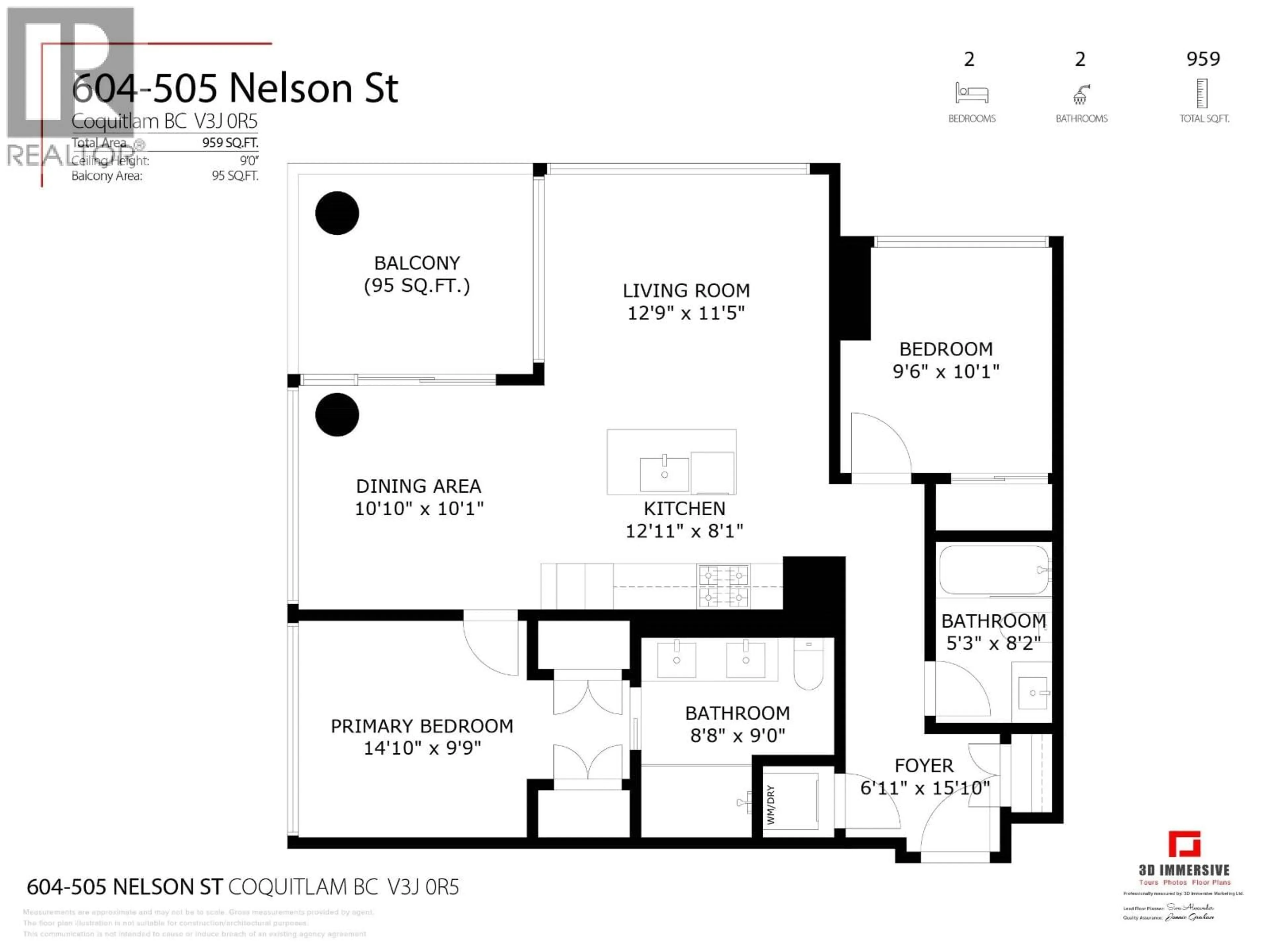 Floor plan for 604 - 505 NELSON STREET, Coquitlam British Columbia V3J0R5