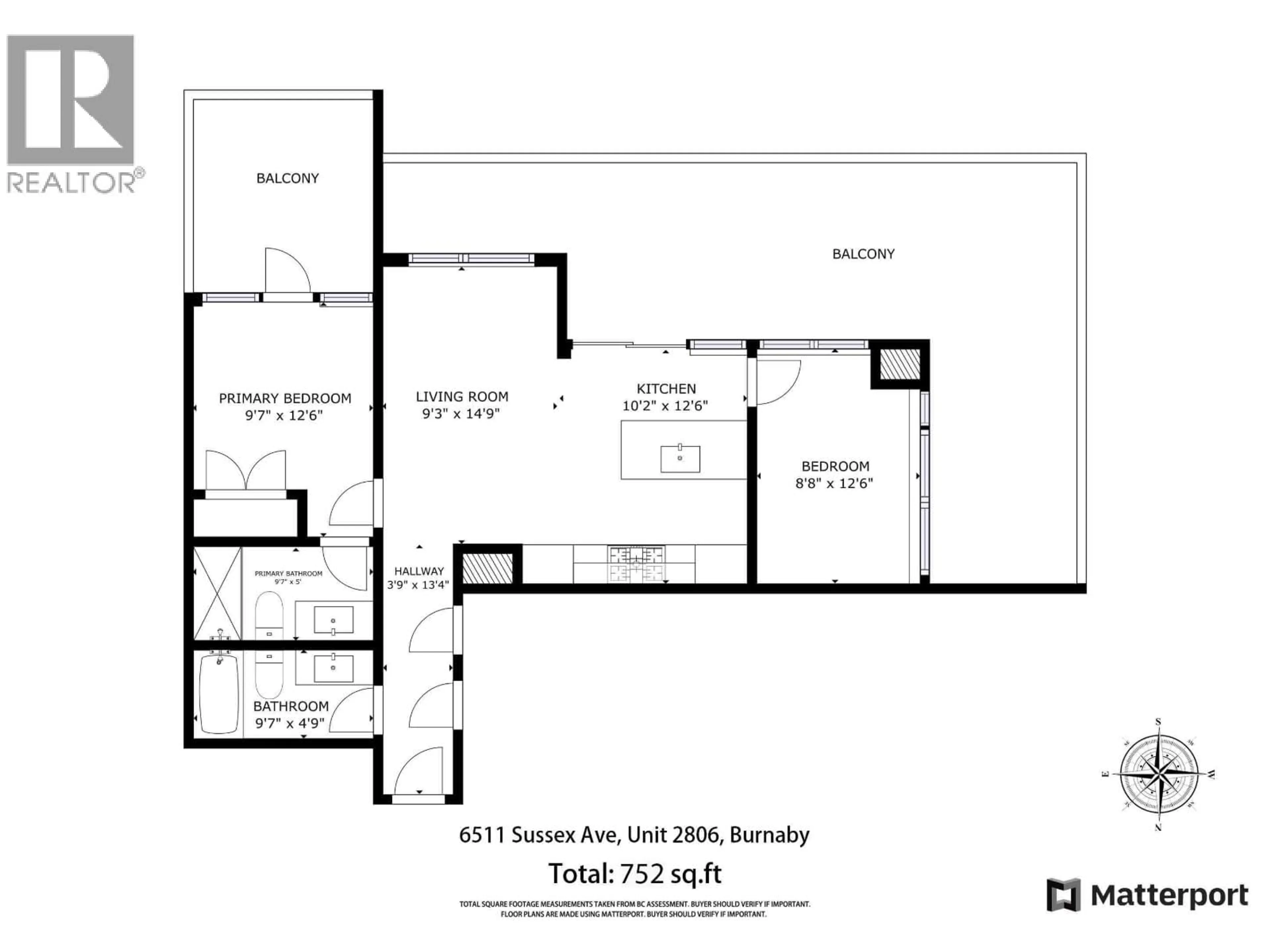 Floor plan for 2806 - 6511 SUSSEX AVENUE, Burnaby British Columbia V5H0K5