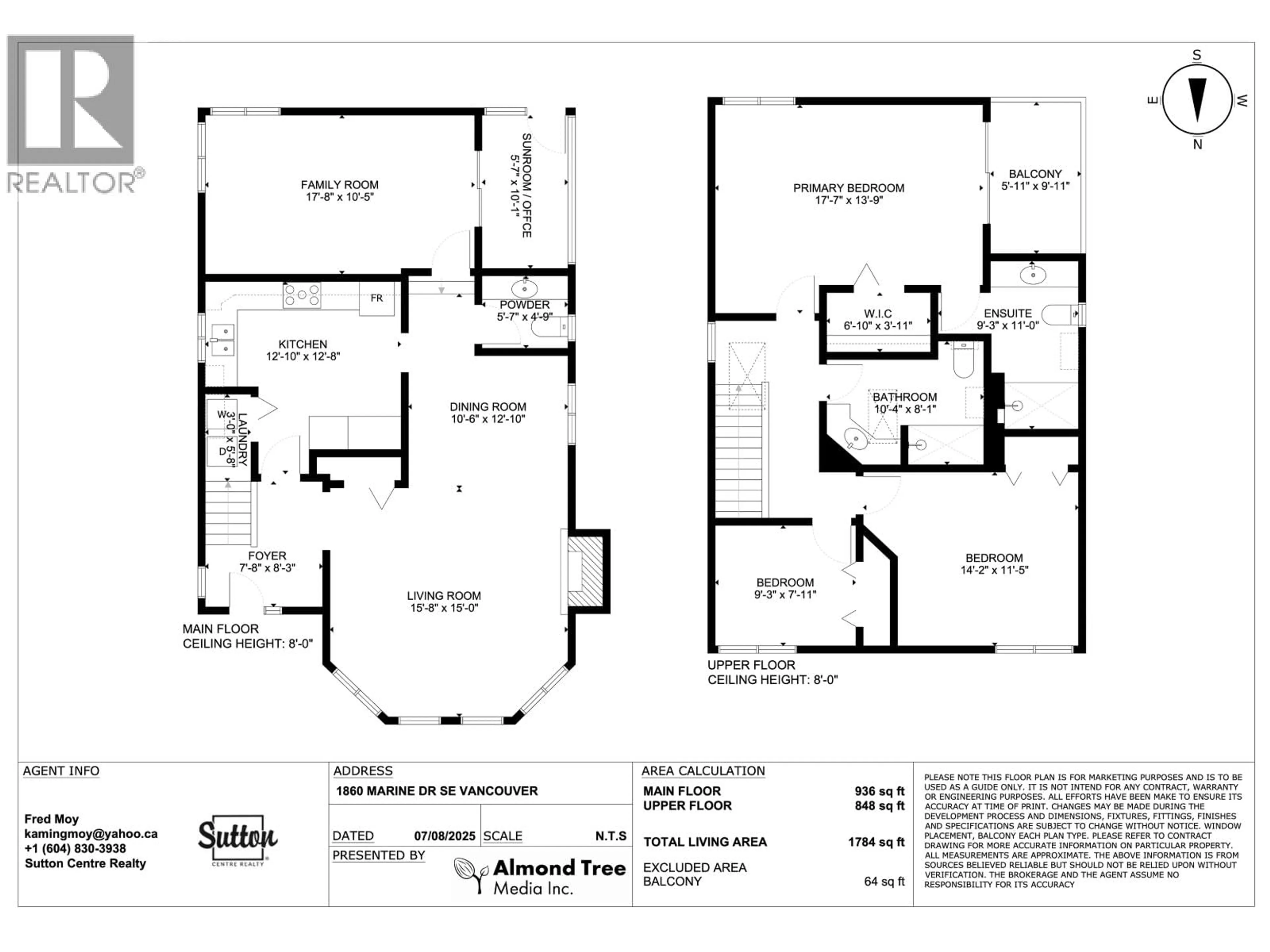 Floor plan for 1860 MARINE DRIVE, Vancouver British Columbia V5P2R8