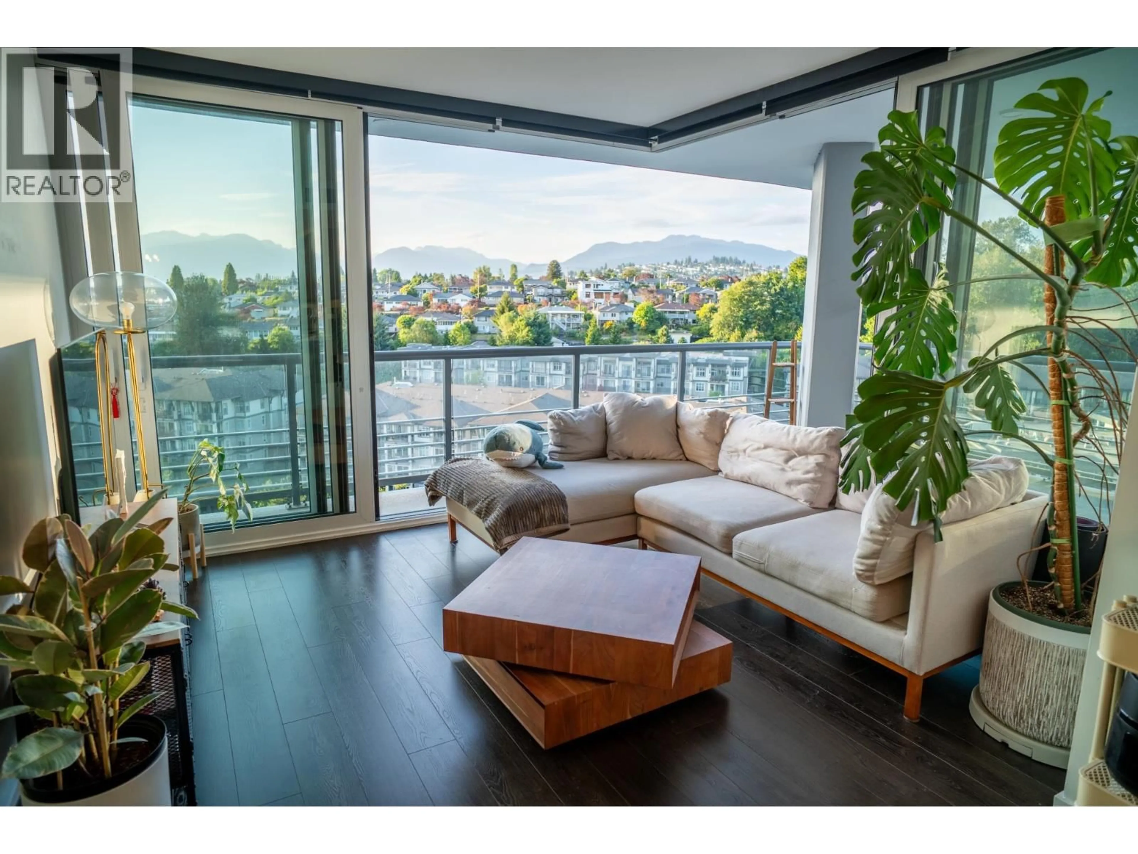 Living room with furniture, wood/laminate floor for 1108 - 4730 LOUGHEED HIGHWAY, Burnaby British Columbia V5C0M9