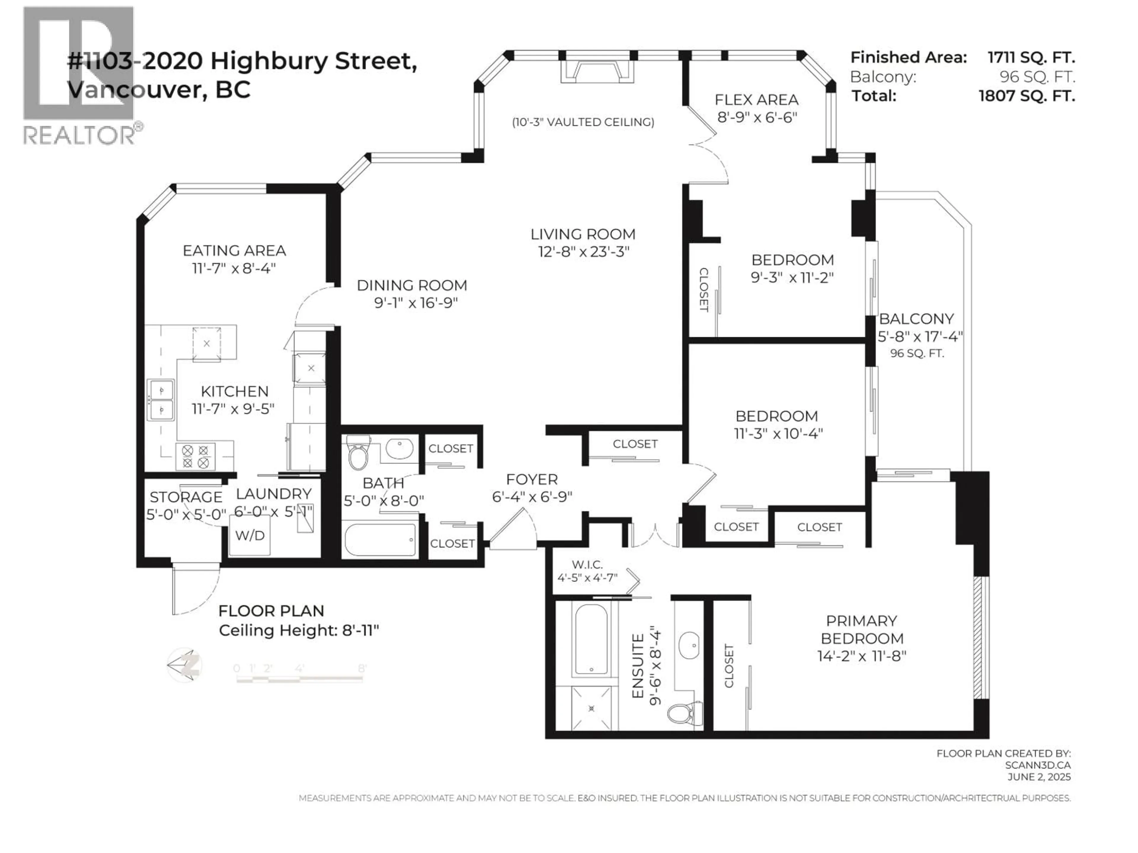 Floor plan for 1103 - 2020 HIGHBURY STREET, Vancouver British Columbia V6R4N9