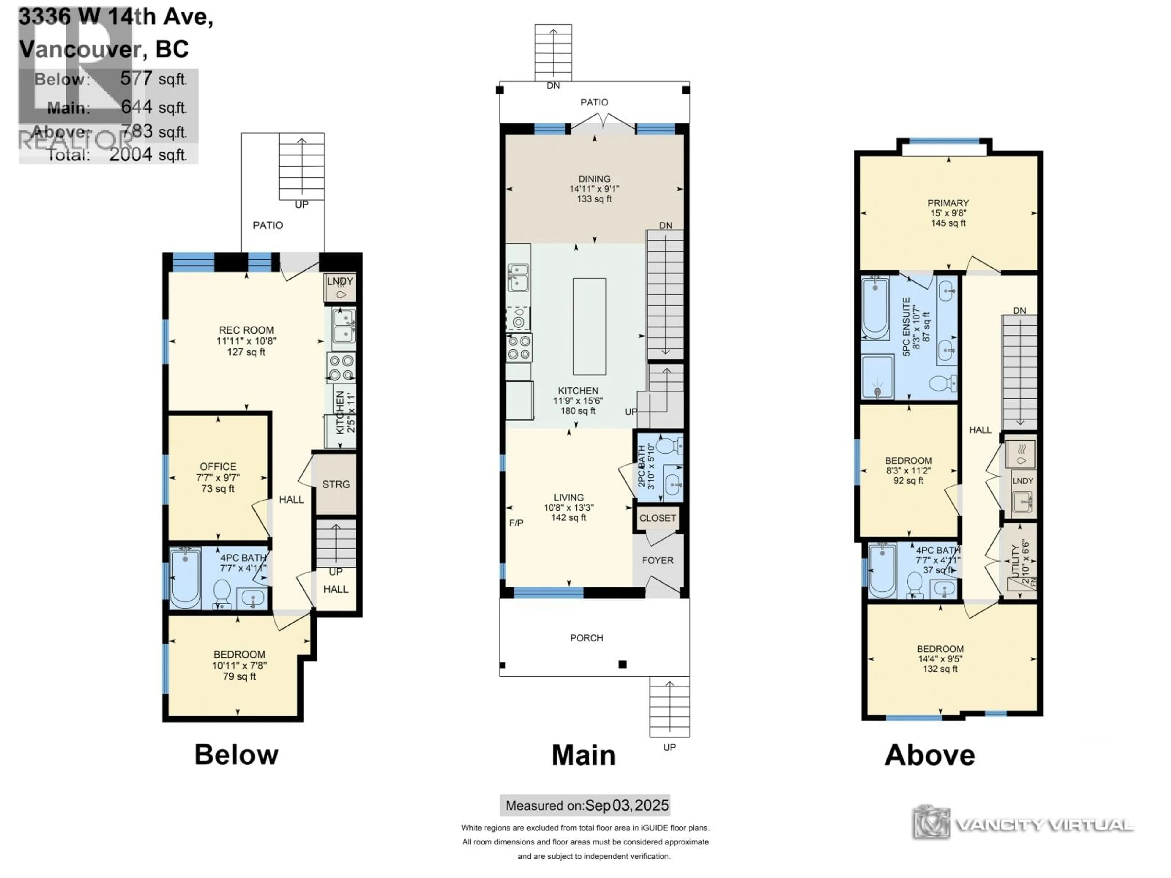 Floor plan for 3336 14TH AVENUE, Vancouver British Columbia V6R2V8