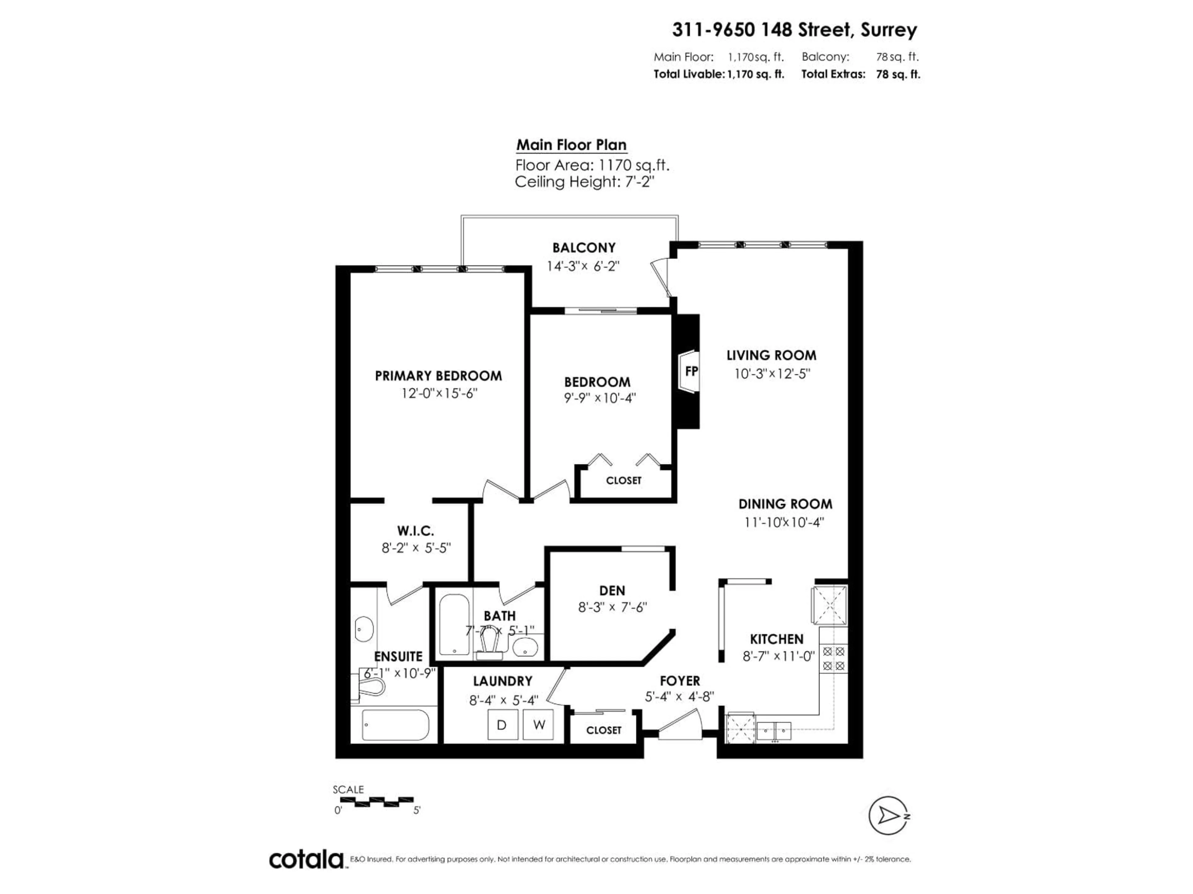 Floor plan for 311 - 9650 148, Surrey British Columbia V3R0W2