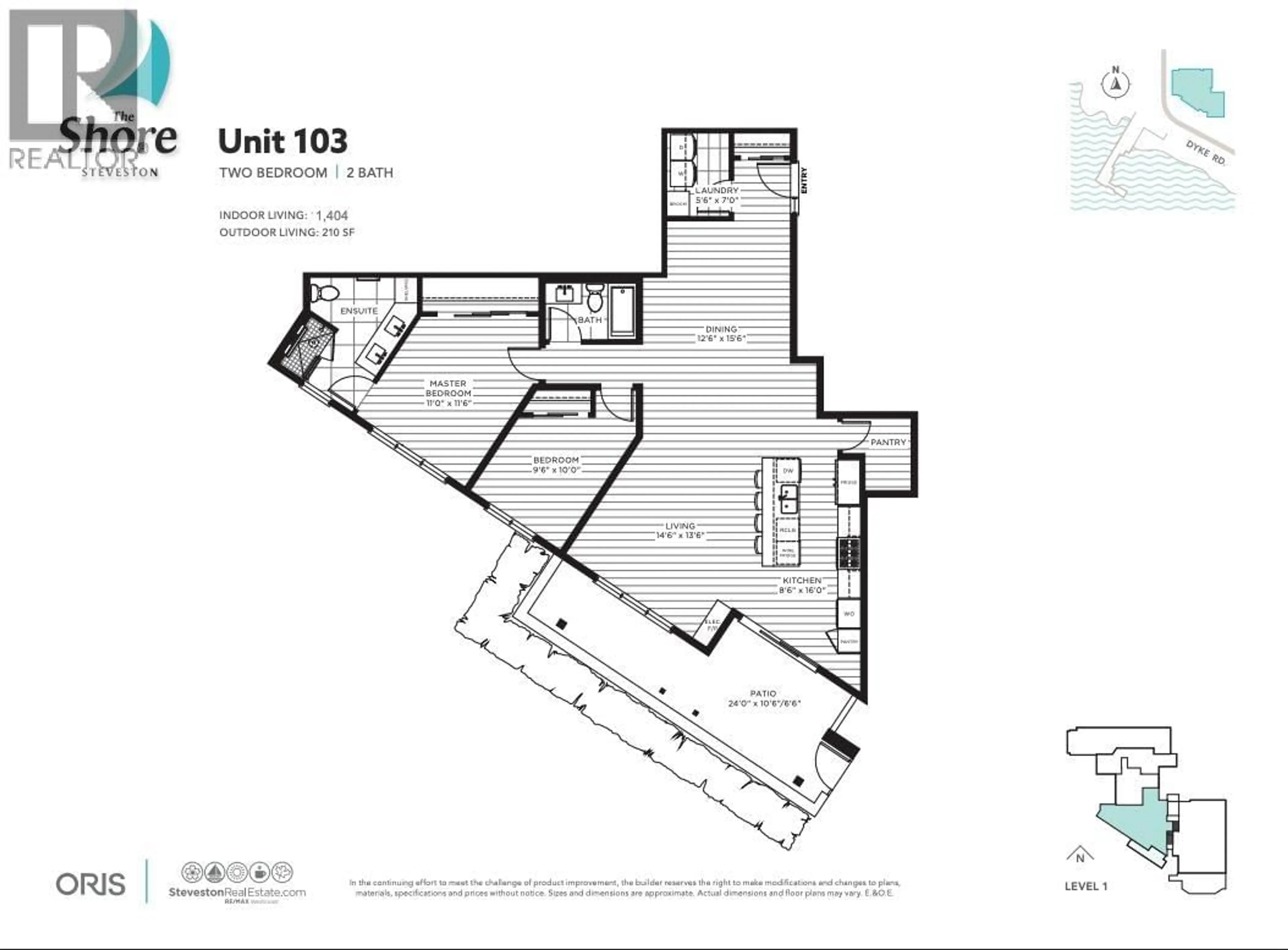 Floor plan for 103 - 6111 DYKE ROAD, Richmond British Columbia V7E4J2