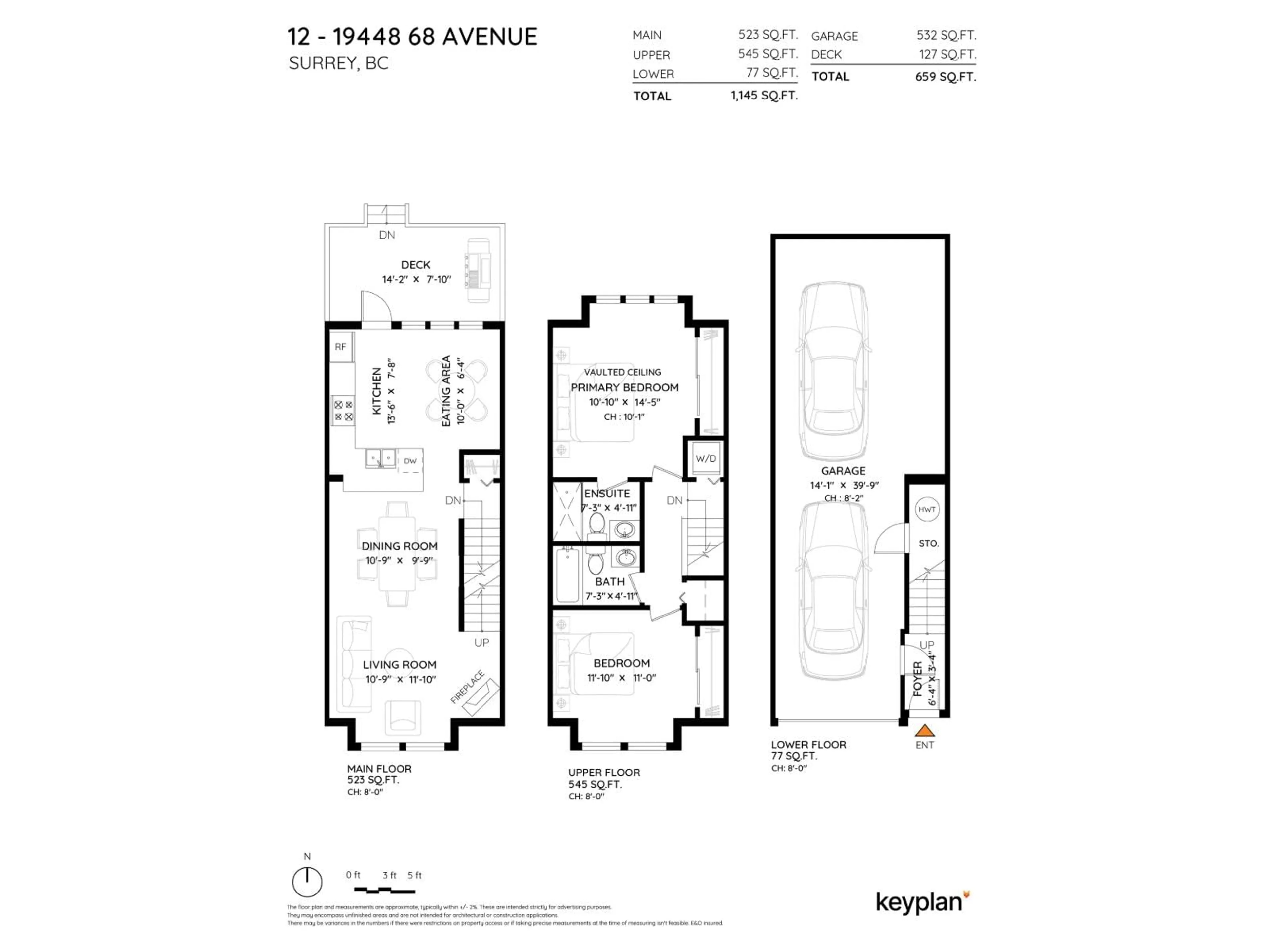 Floor plan for 12 - 19448 68TH, Surrey British Columbia V4N5V5