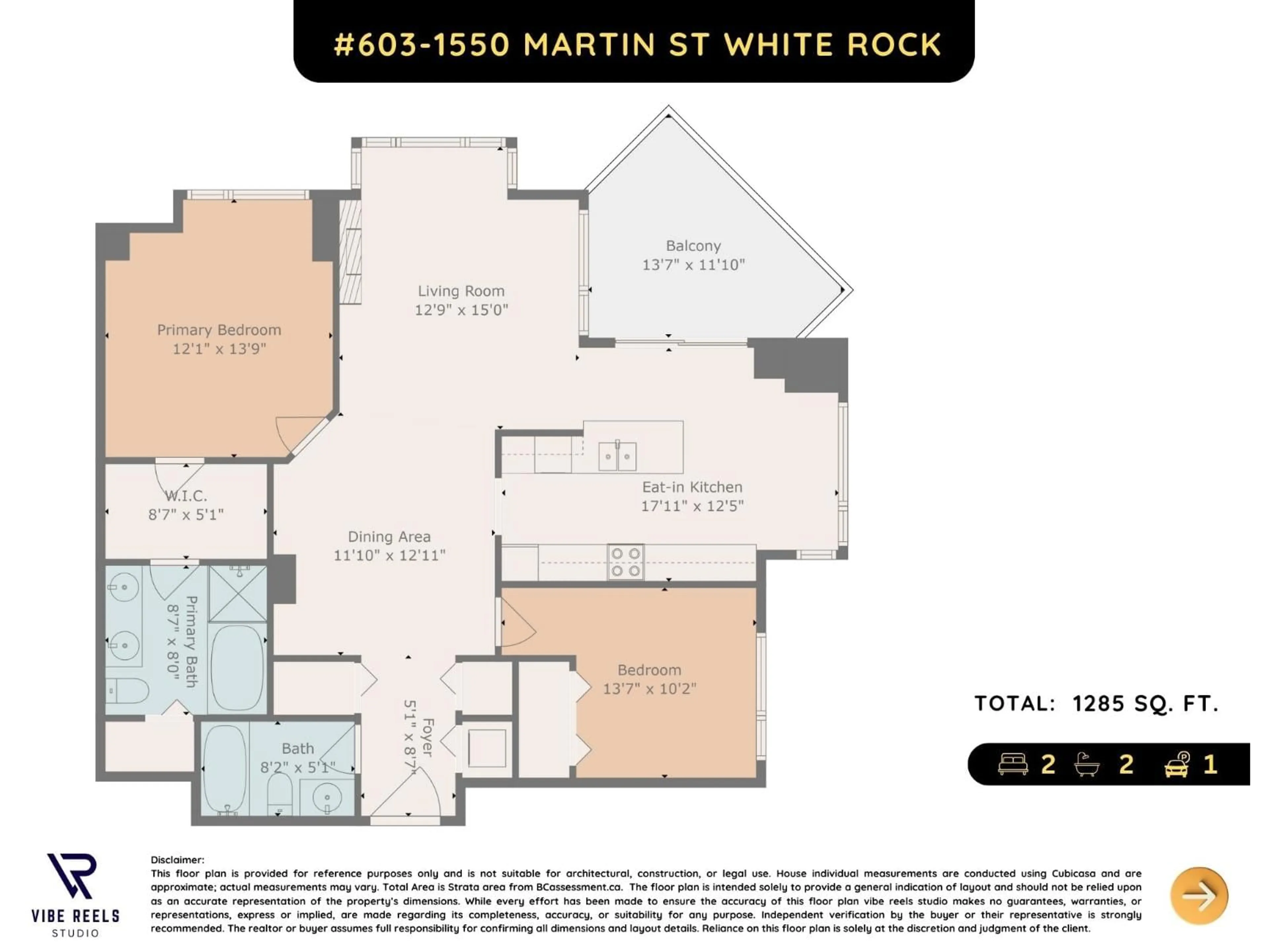Floor plan for 603 - 1550 MARTIN, White Rock British Columbia V4B5M3