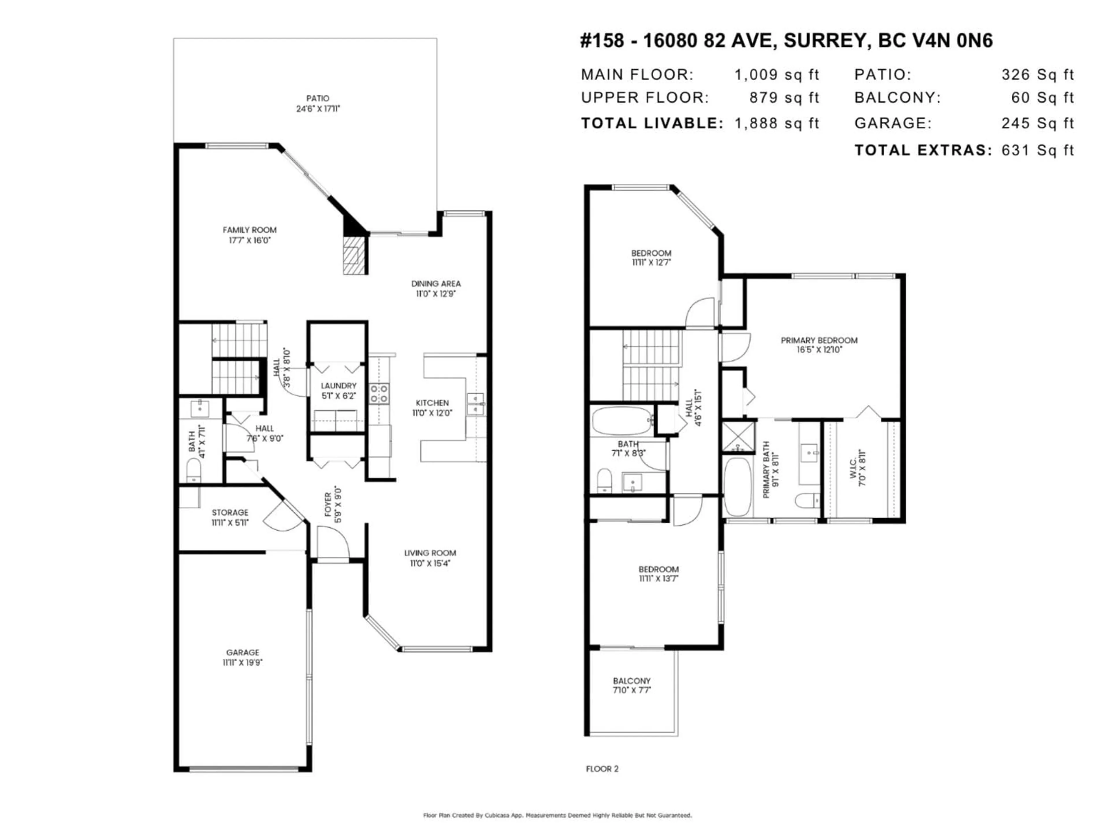 Floor plan for 158 - 16080 82, Surrey British Columbia V4N0N6