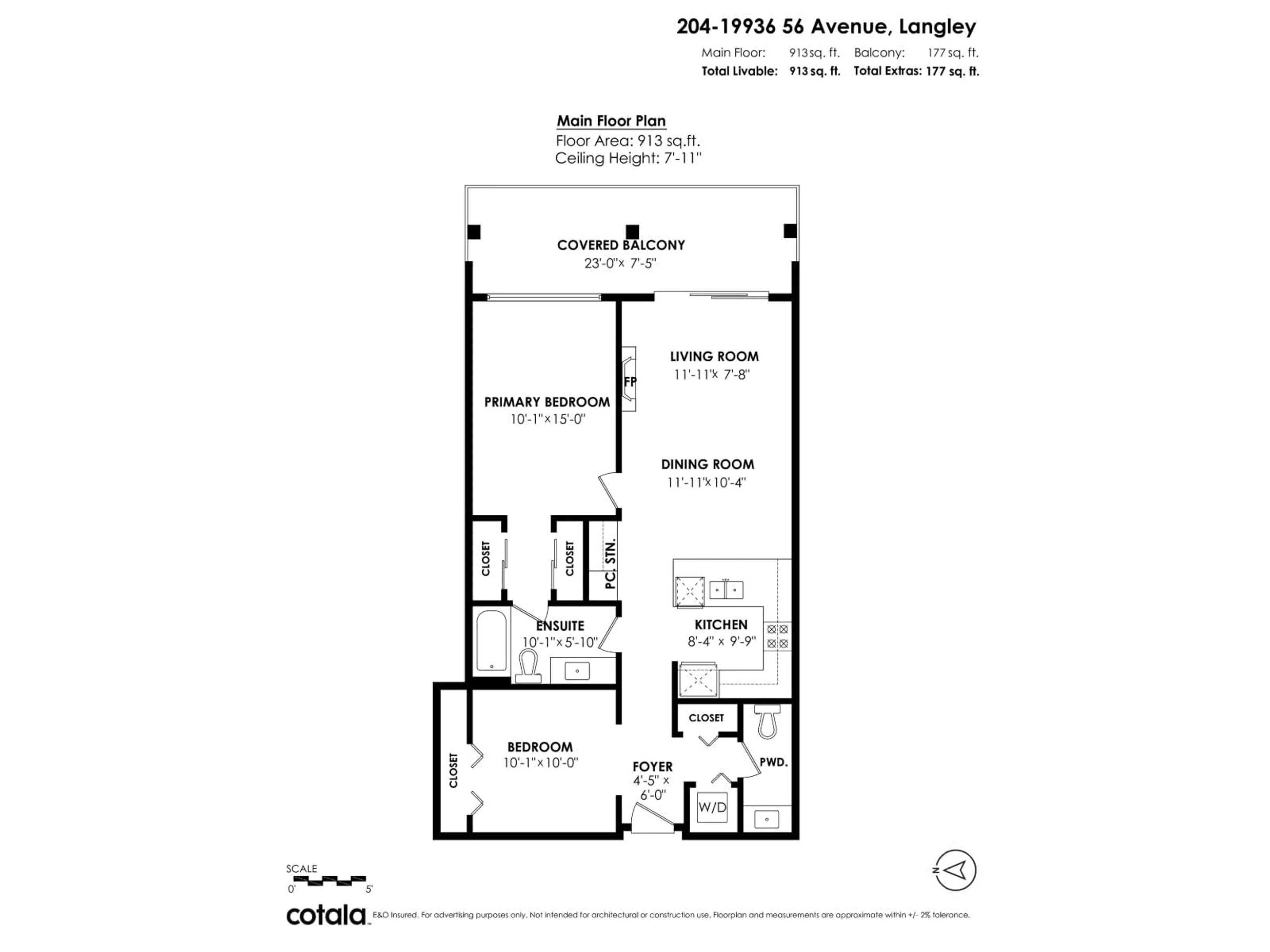 Floor plan for 204 - 19936 56, Langley British Columbia V3A0E1