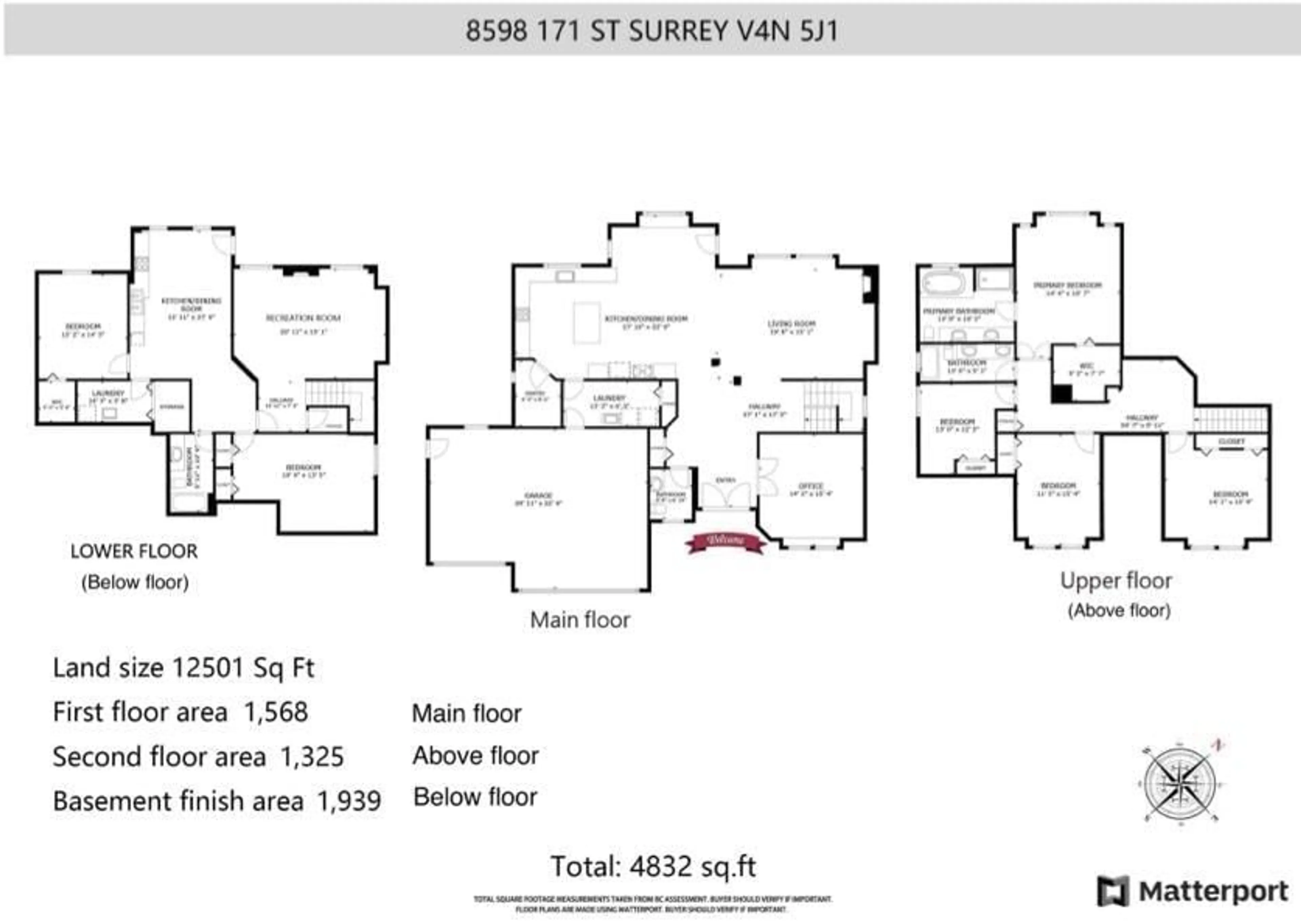 Floor plan for 8598 171, Surrey British Columbia V4N5J1